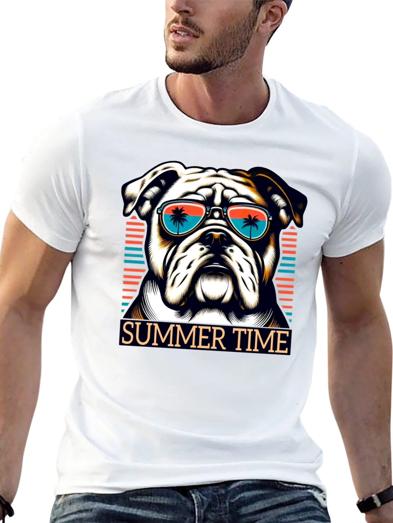 Summer Bulldog Graphic Tee - Beach Vibes