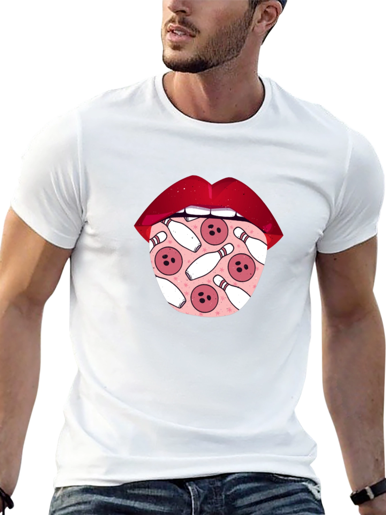 Bowling Lips Graphic Tee - Unique Design