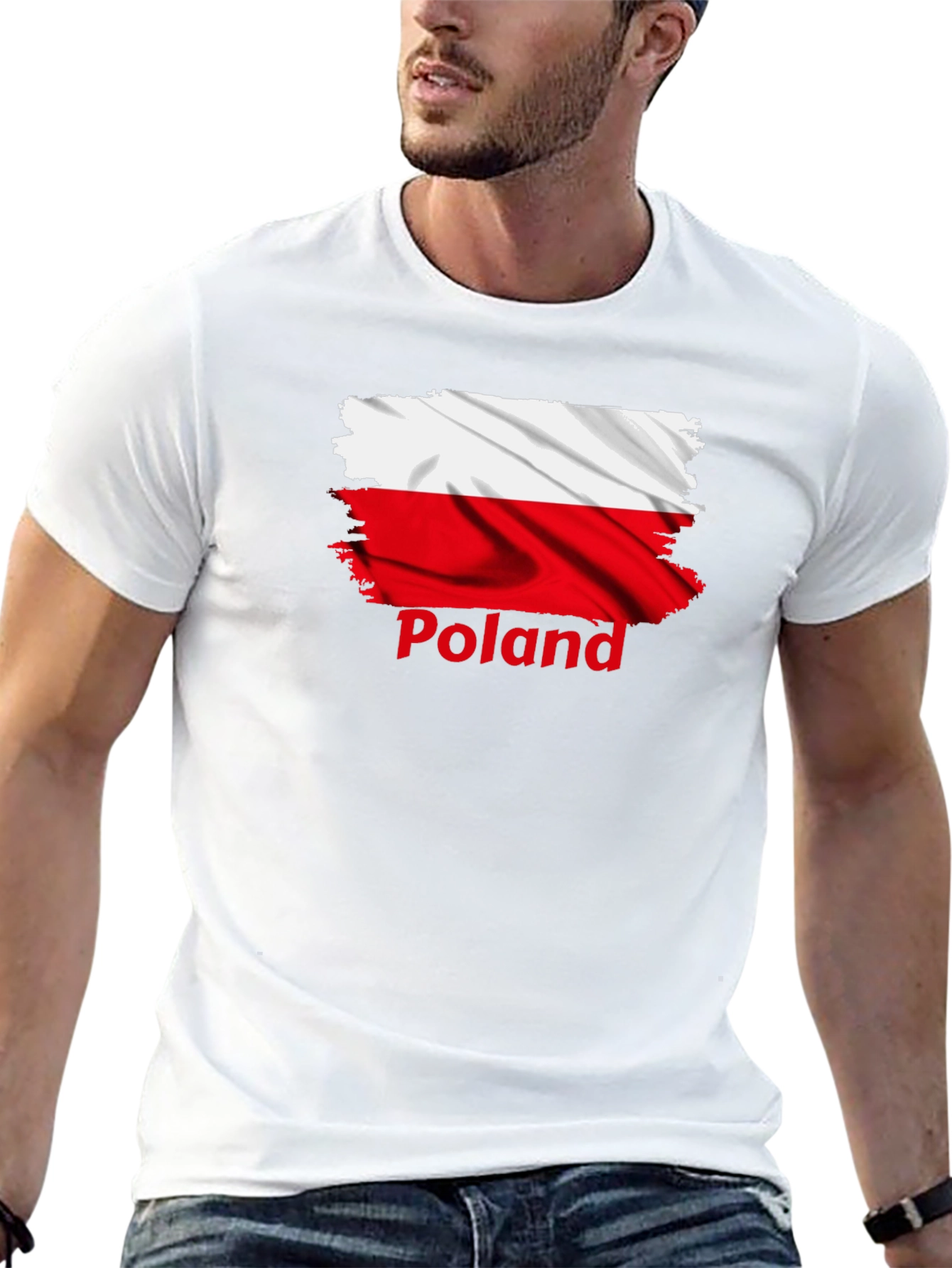 Poland Flag T-Shirt - Distressed Design Black Tee
