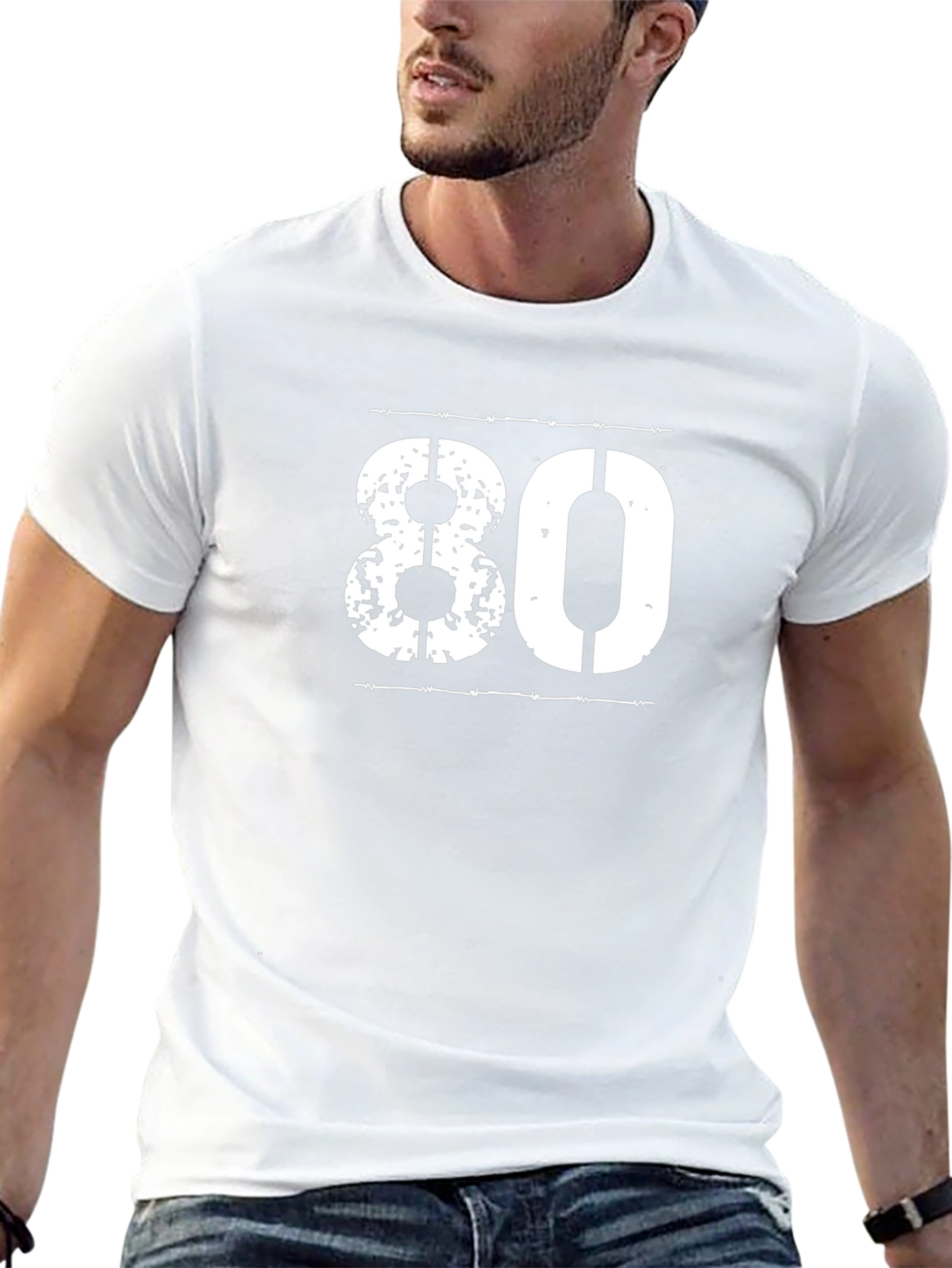 Distressed 80 Graphic Tee - Classic Birthday Gift