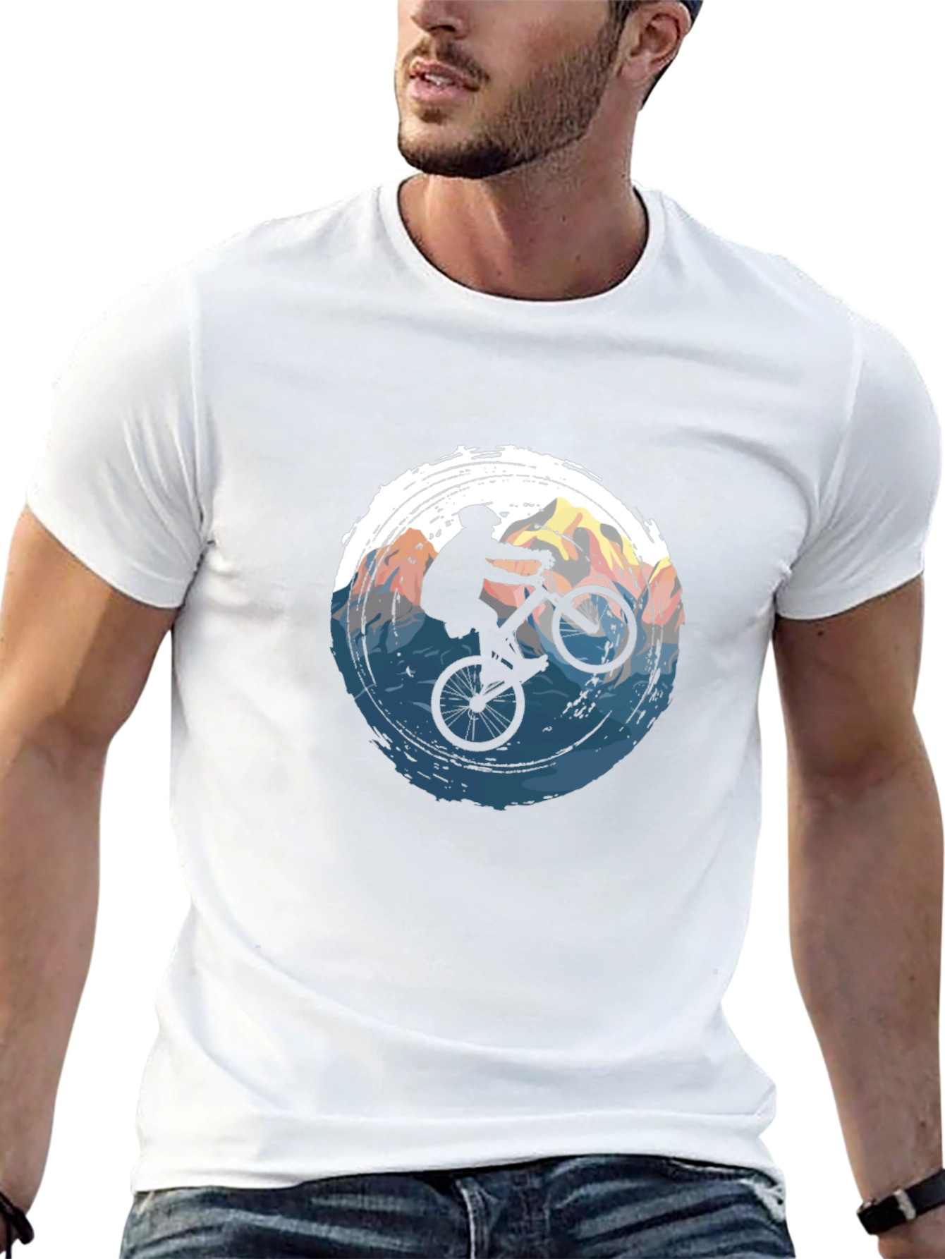 Mountain Biker Graphic Tee - Black Cotton T-Shirt