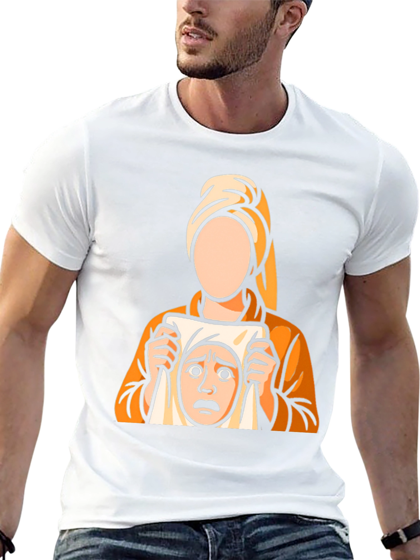 Surprised Face Graphic Tee - Black Cotton T-Shirt