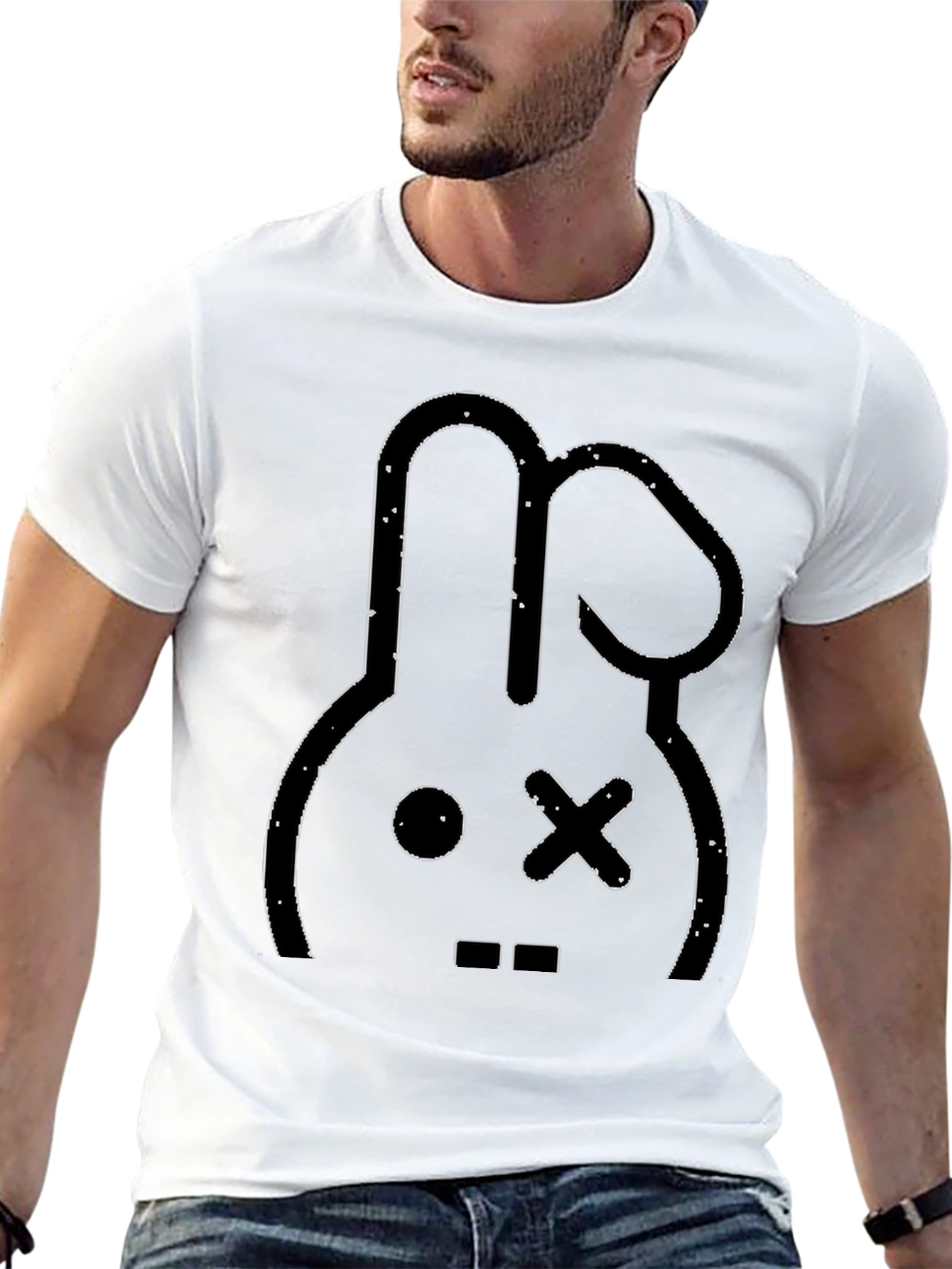 Cool Rabbit Graphic Black T-Shirt