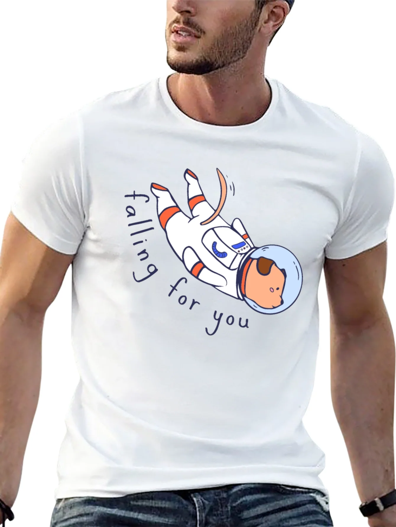 Astronaut Dog Graphic T-Shirt - Falling for You