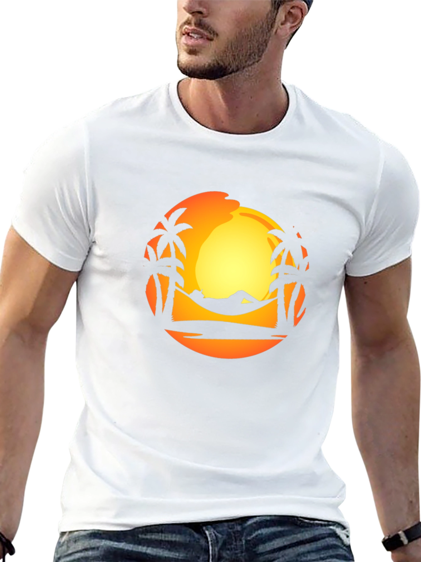 Sunset Palm Tree Hammock Graphic T-Shirt