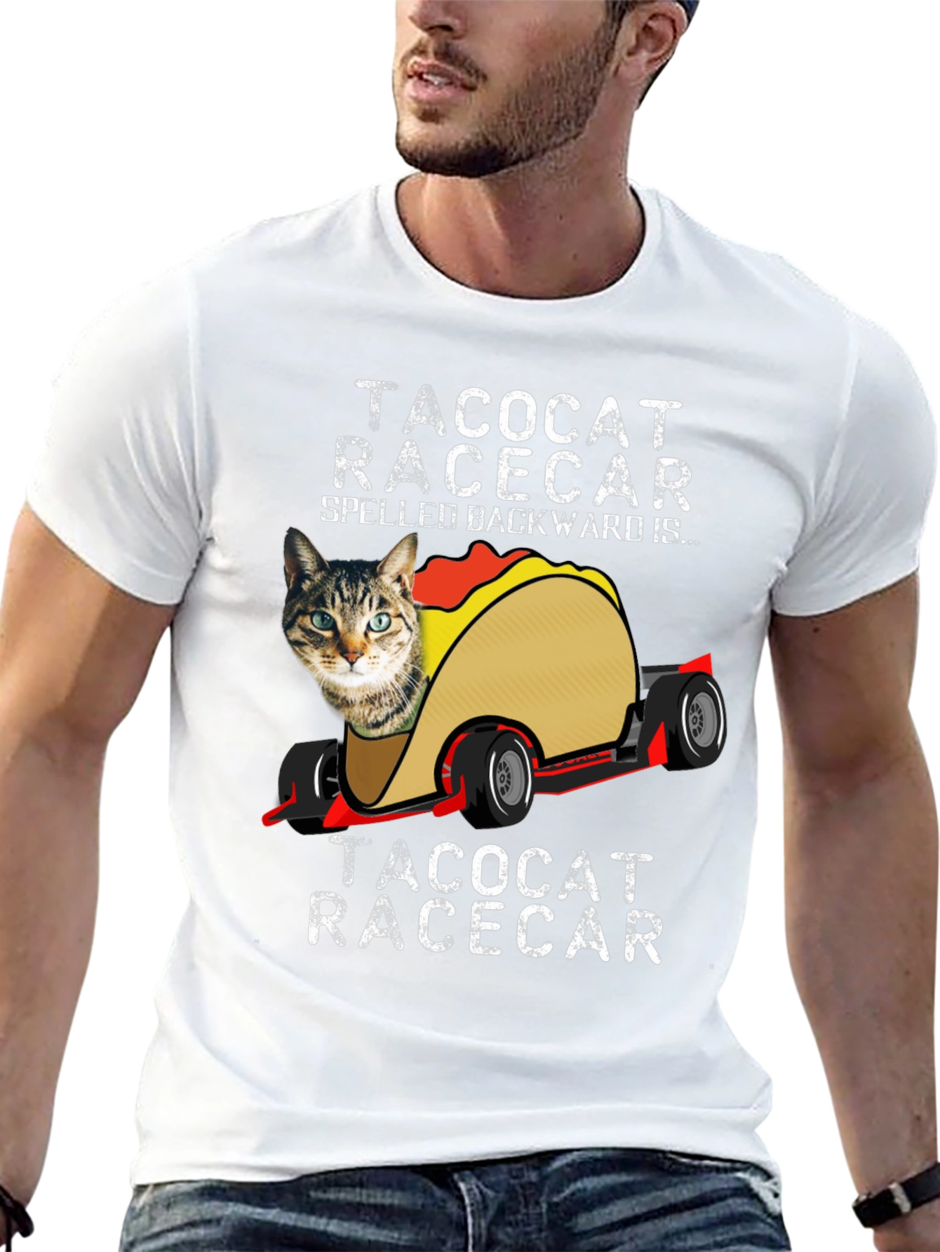 TacoCat Racecar T-Shirt Funny Palindrome Tee