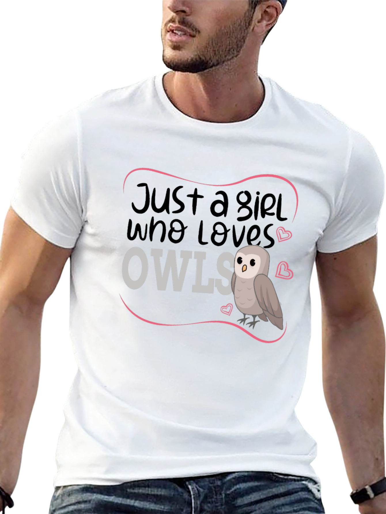 Just A Girl Who Loves Owls Black T-Shirt