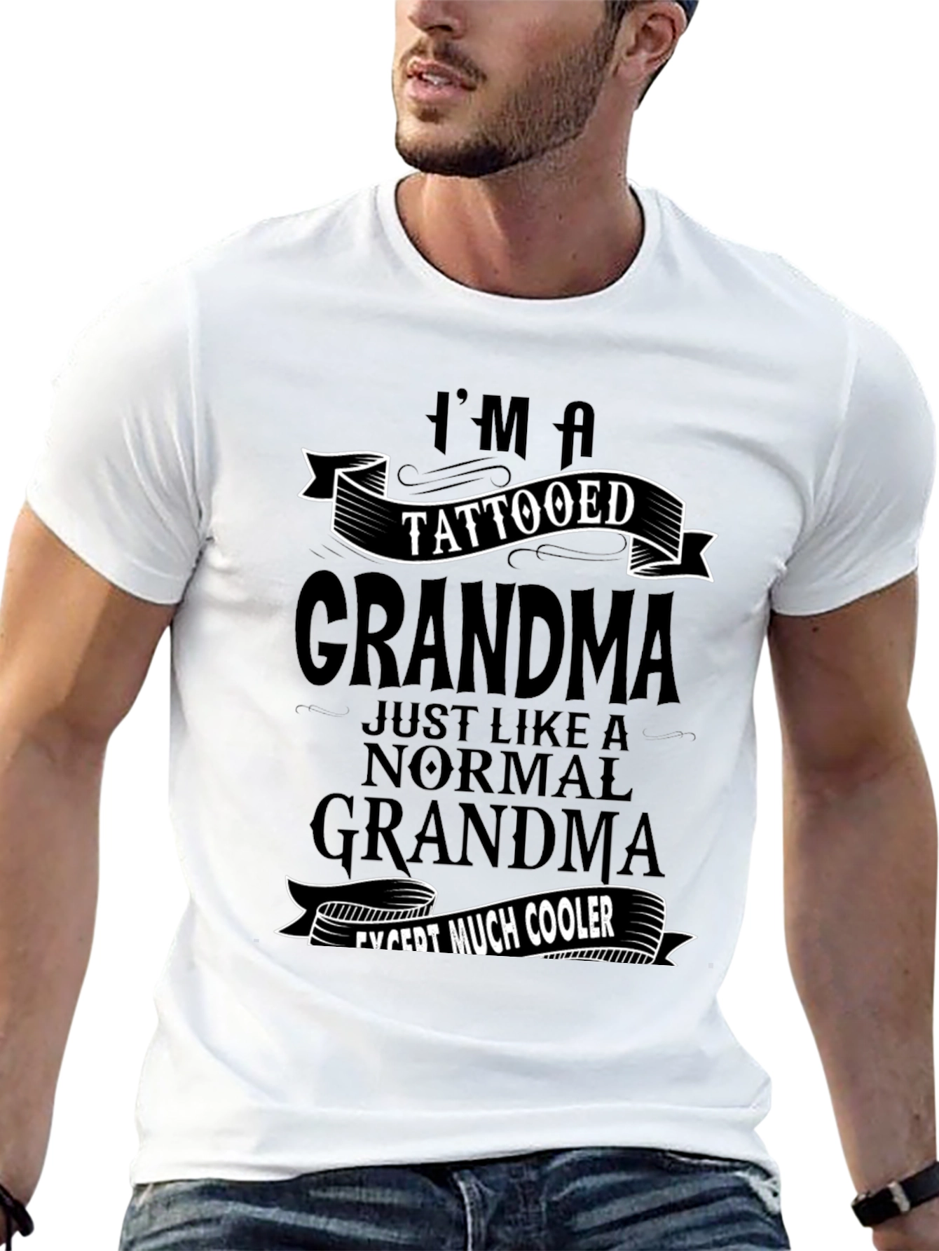 Tattooed Grandma Black Graphic T-Shirt