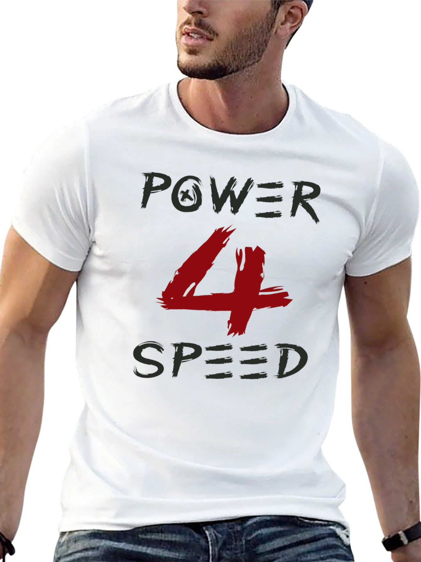 Power 4 Speed Graphic T-Shirt - Black Crew Neck