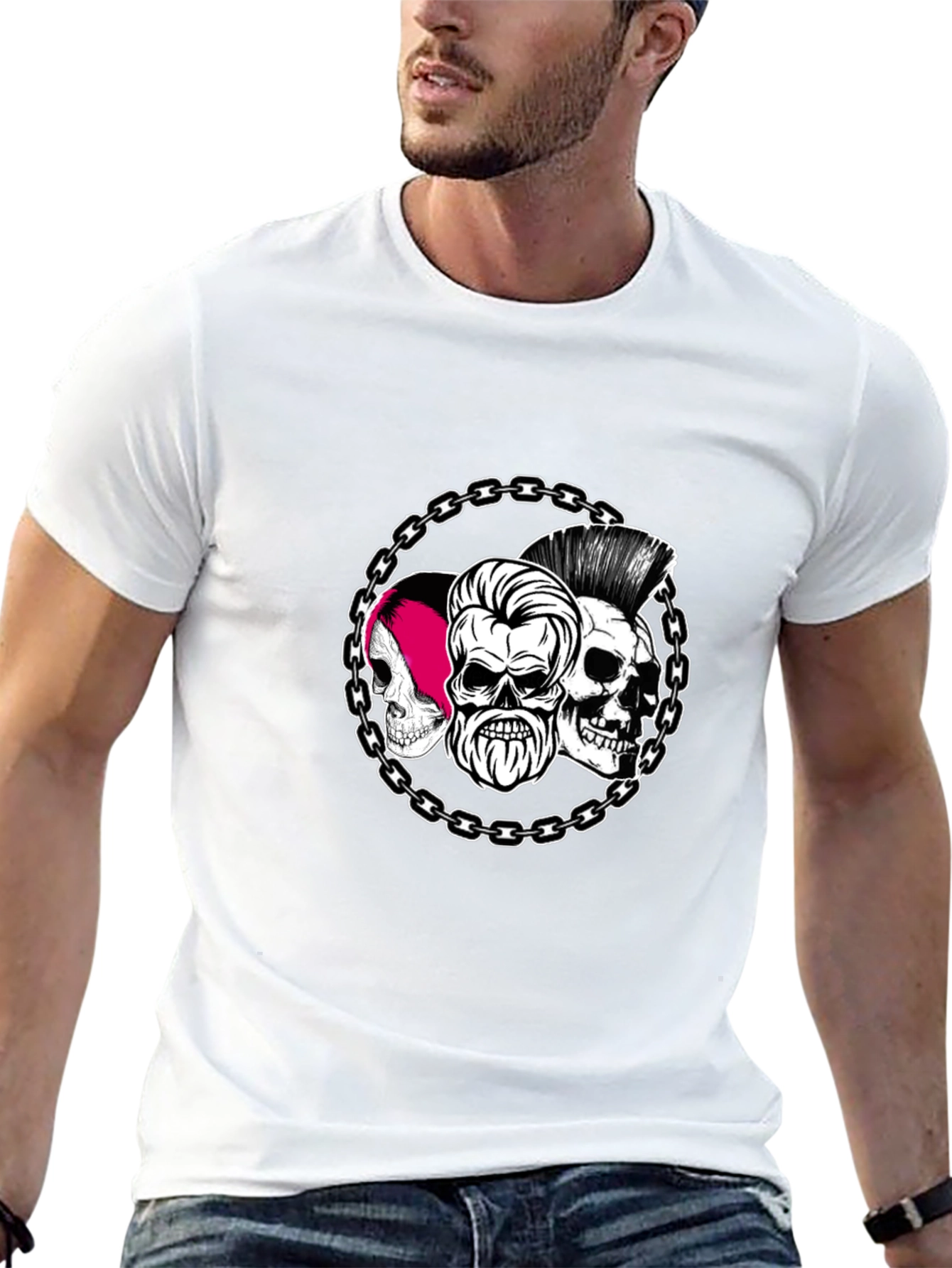 Skull Chain Graphic Tee - Black Punk Rock Shirt