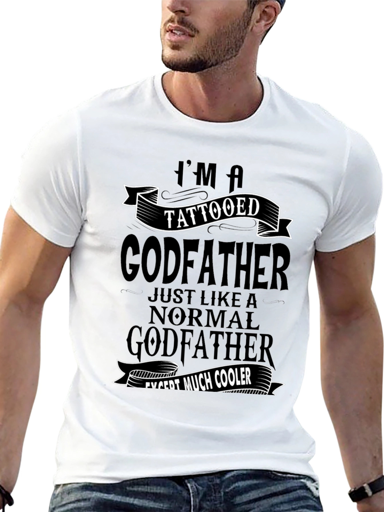 Tattooed Godfather Graphic Tee - Cool Dad Shirt