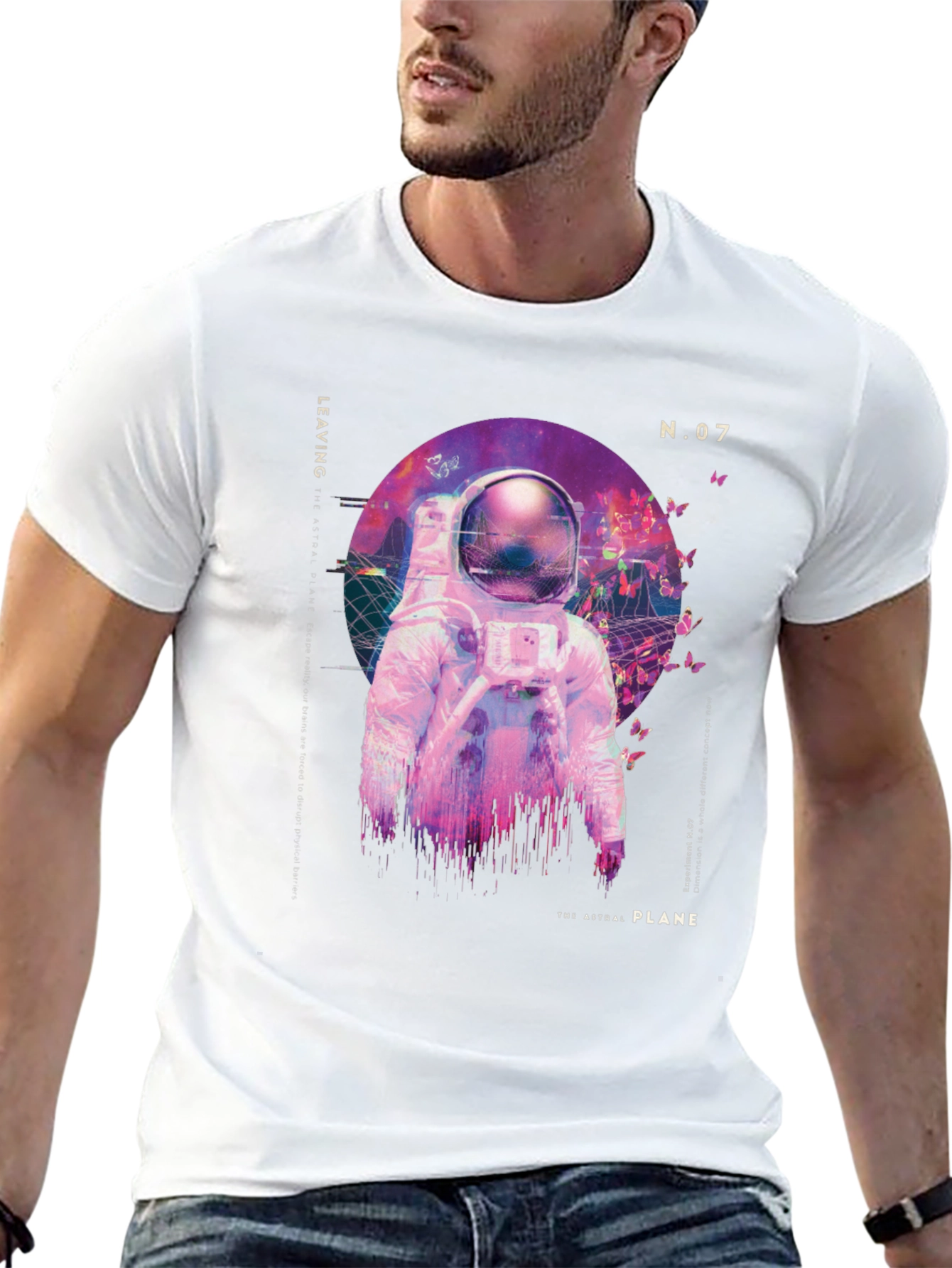Astronaut Astral Plane Graphic Tee - Black Cotton