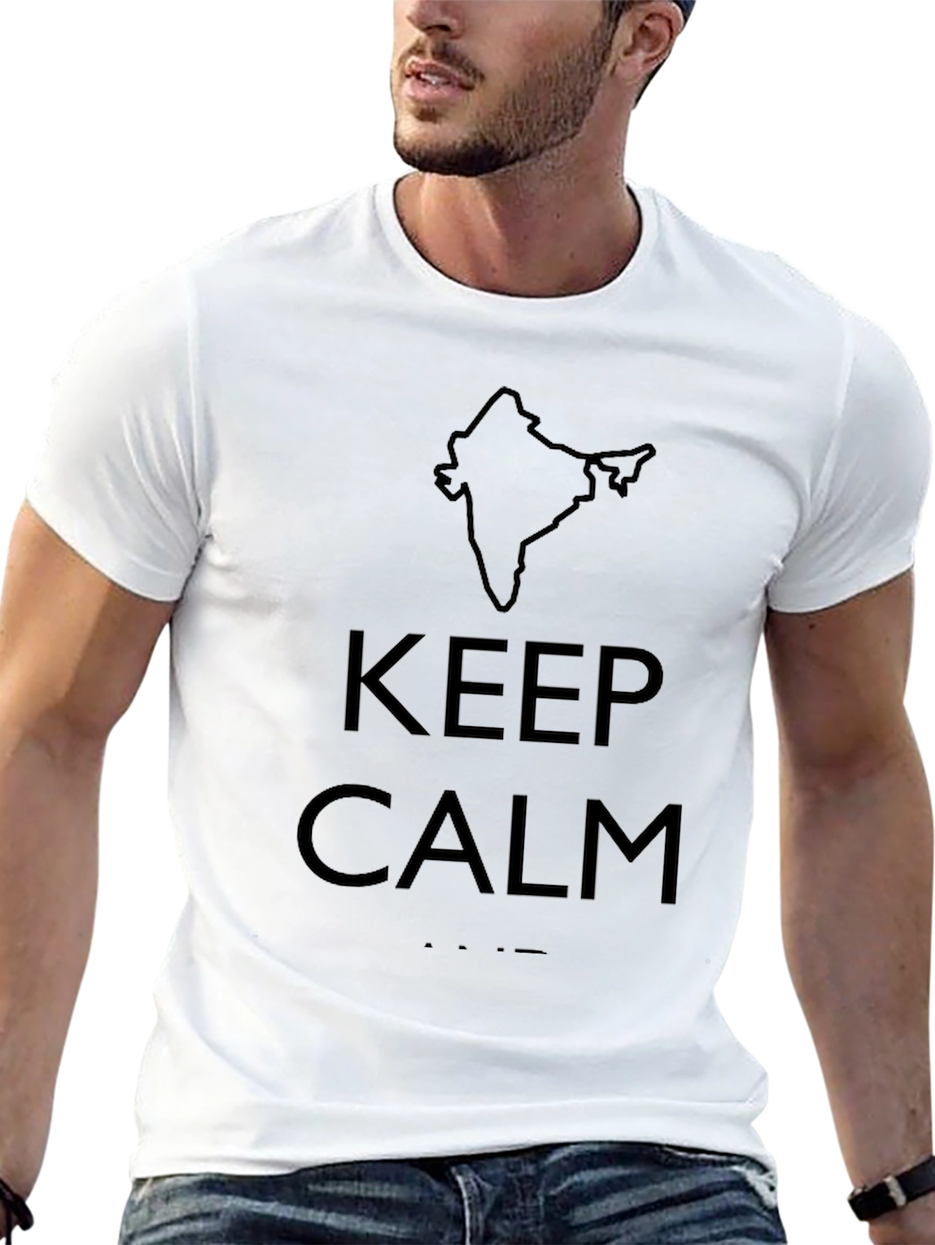 Keep Calm India Map Graphic Tee - Black