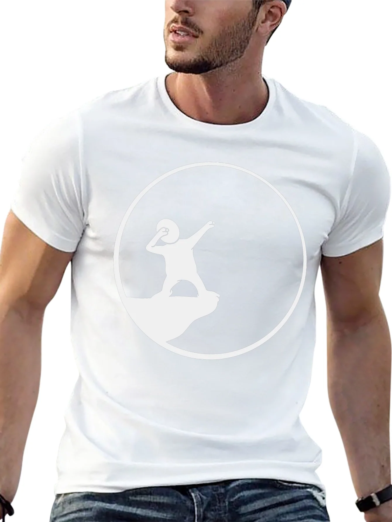 Silhouette Throwing Rocks T-Shirt - Black