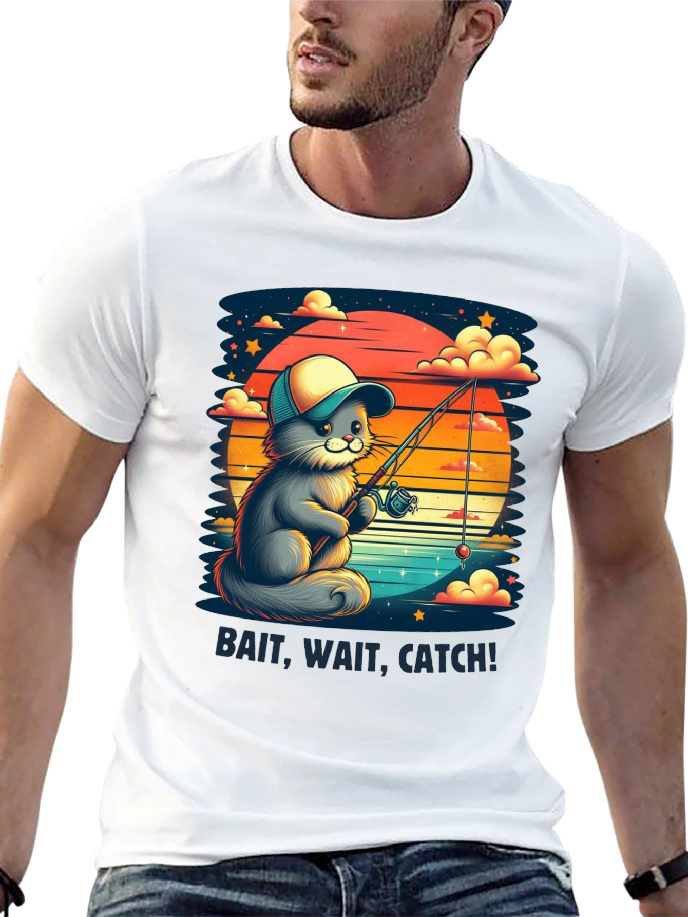 Bait Wait Catch Cat Fishing T-Shirt