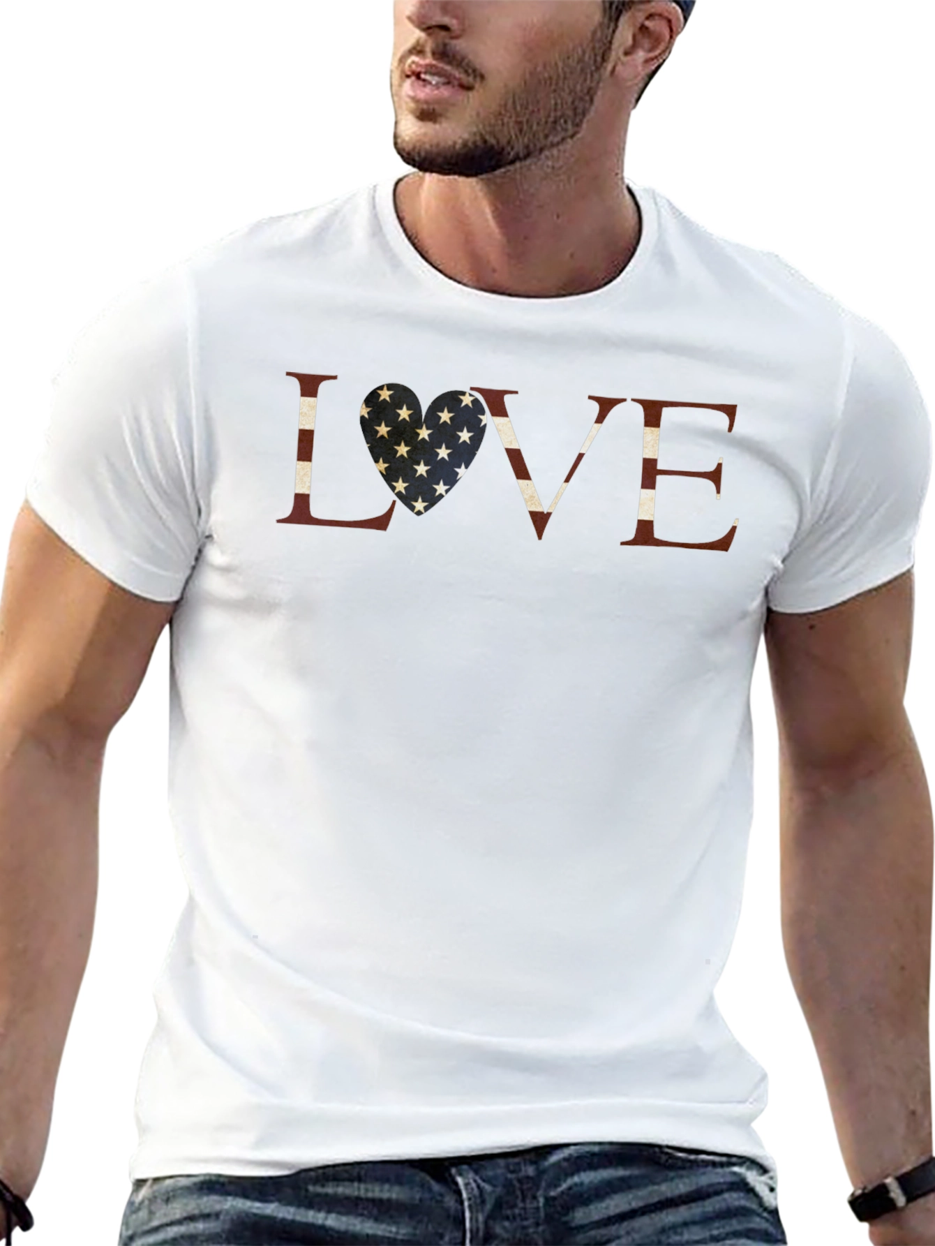 Patriotic LOVE T-Shirt - American Flag Heart