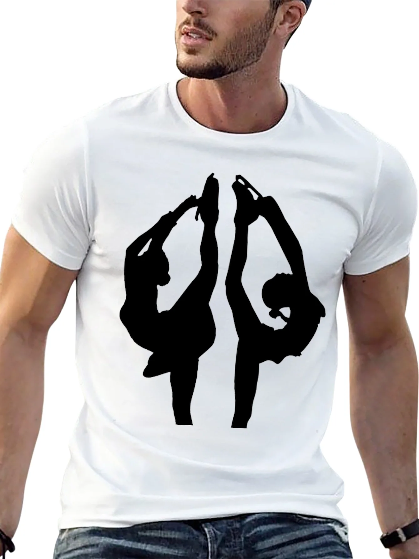 Ice Skating Silhouette Graphic Tee - Black