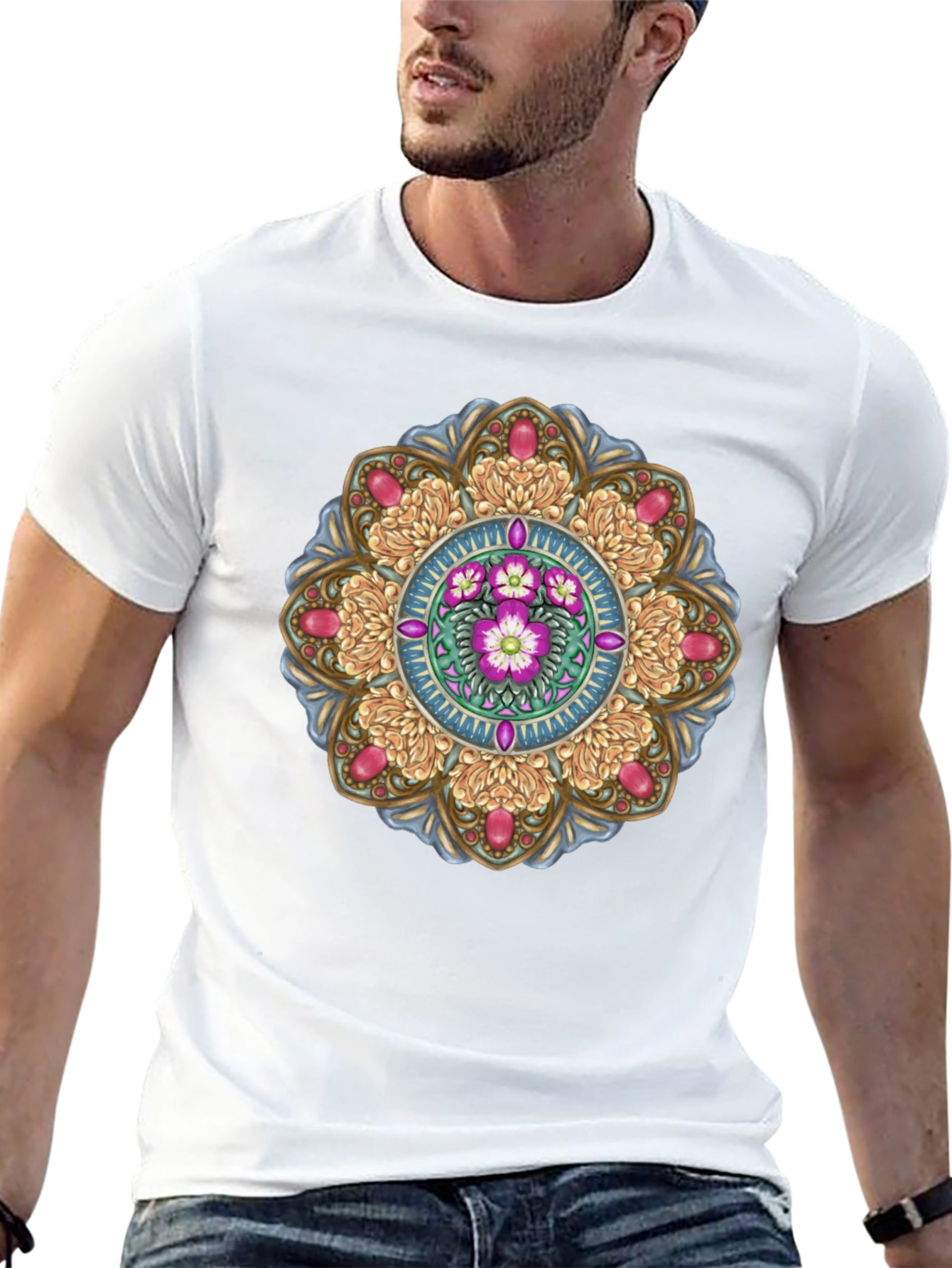 Floral Mandala T-Shirt - Black