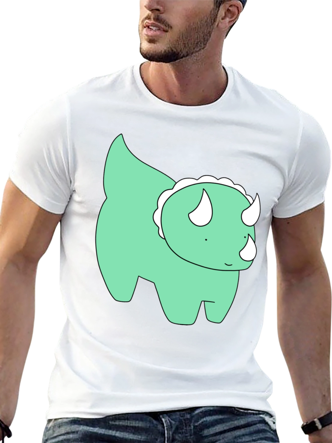 Cute Dino Graphic Tee - Black Cotton T-Shirt