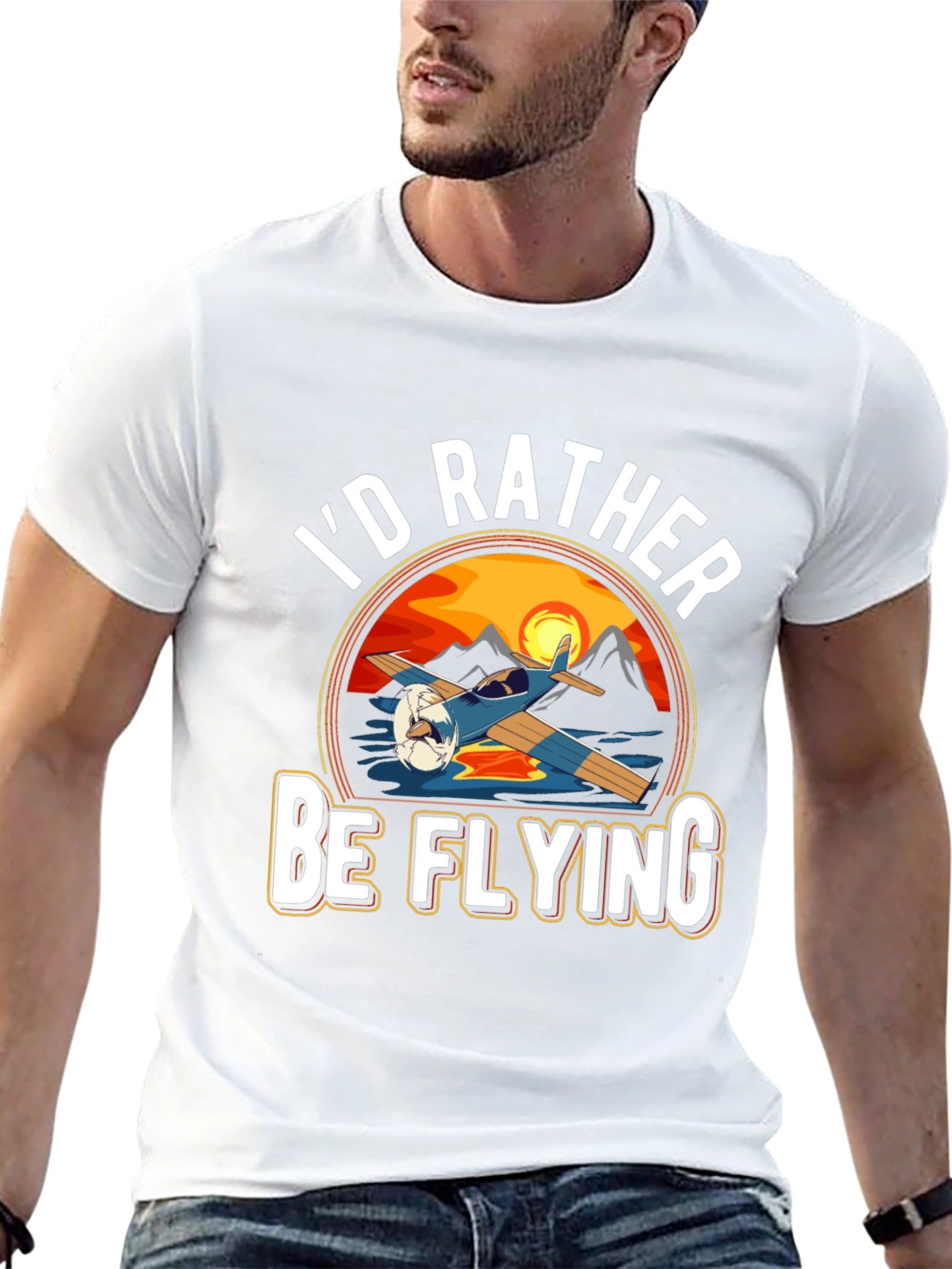 Id Rather Be Flying Black T-Shirt