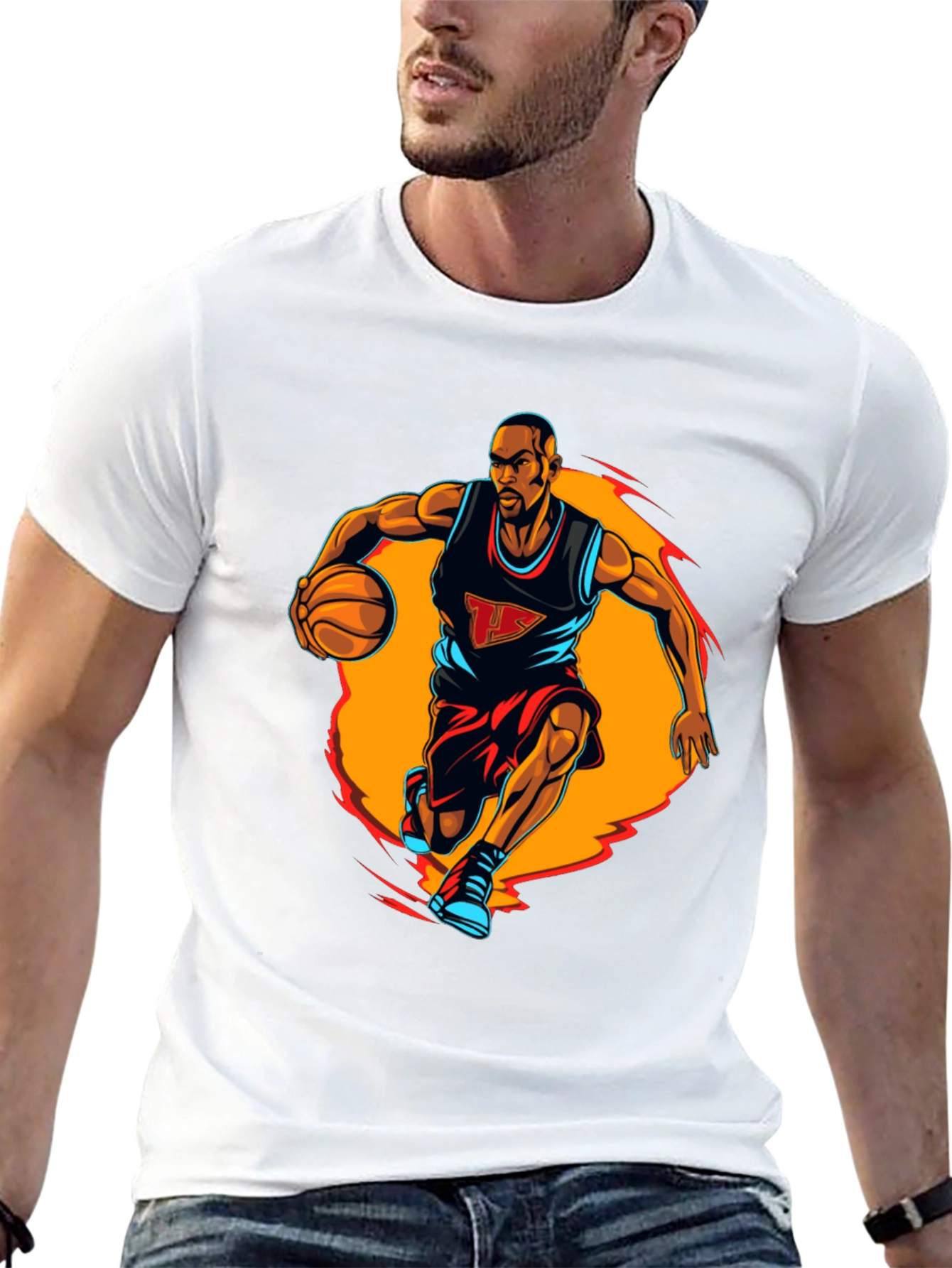 Basketball Player Graphic Tee - Black