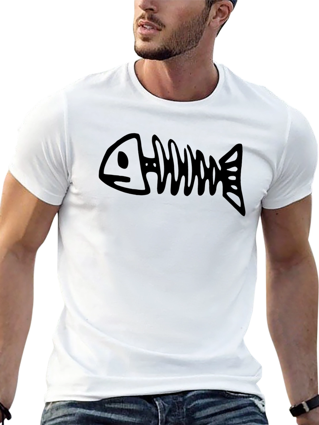 Fishbone Graphic Tee - Black Cotton T-Shirt