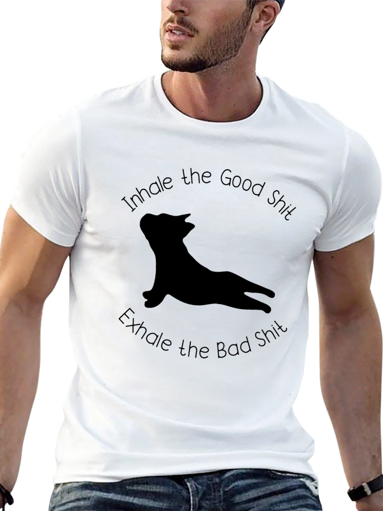 Inhale Good Exhale Bad T-Shirt - Yoga Dog Tee