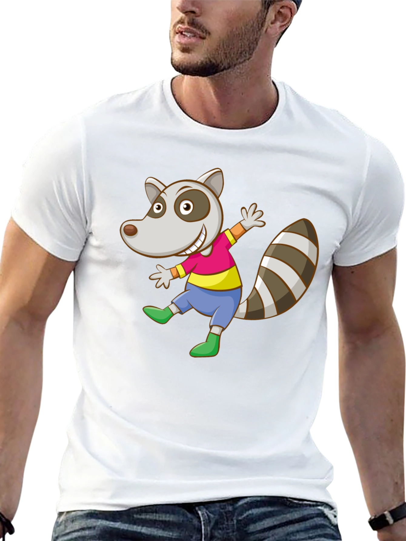 Cartoon Raccoon Graphic Tee - Fun & Unique!
