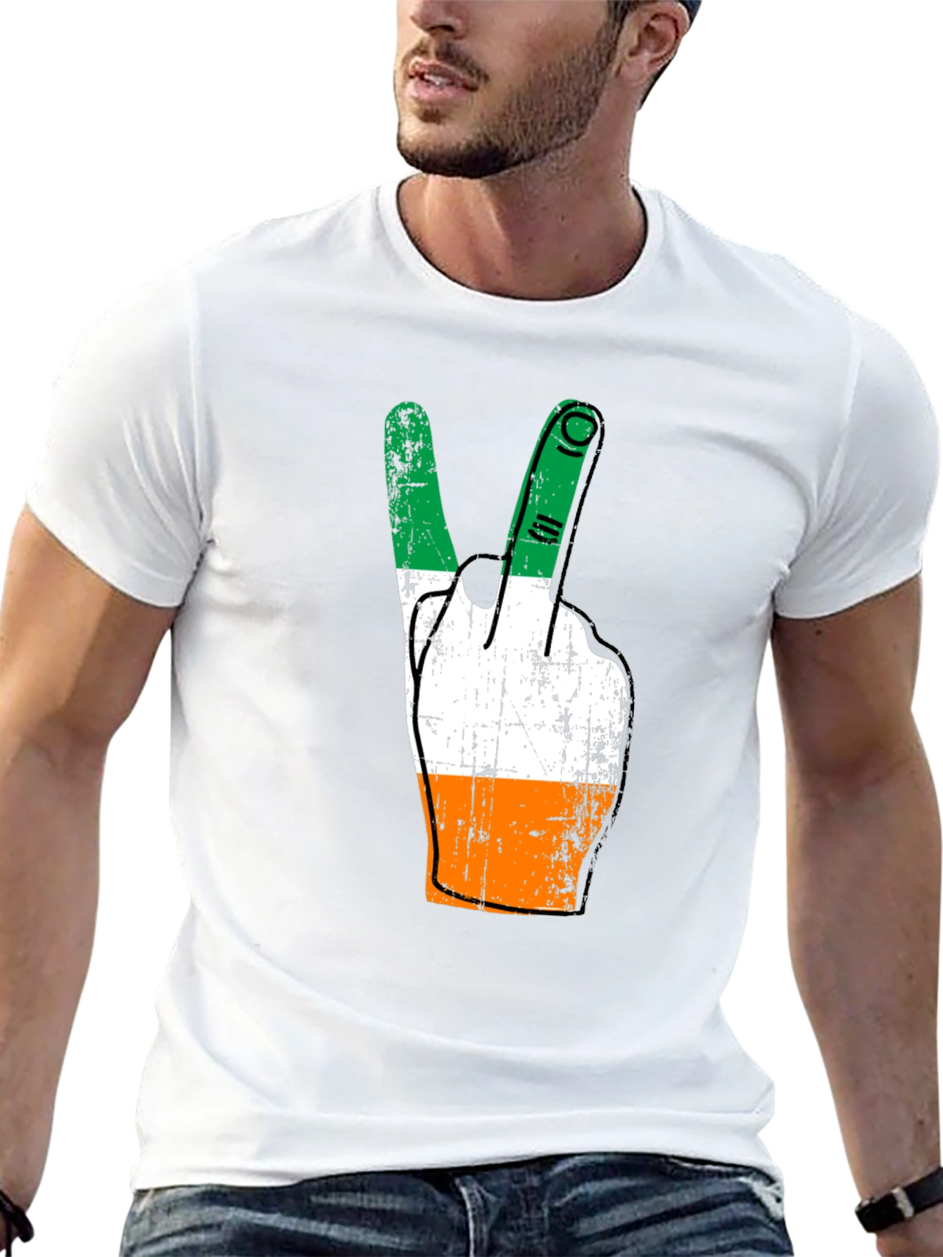 Irish Flag Peace Sign Graphic Tee - Black