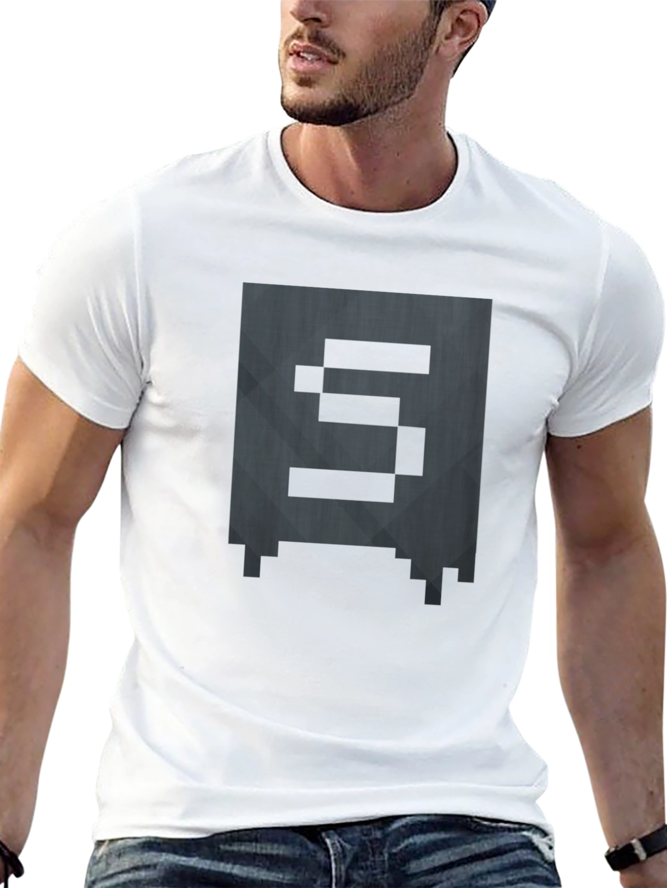 Pixelated S Graphic Tee - Gamer Style Shirt