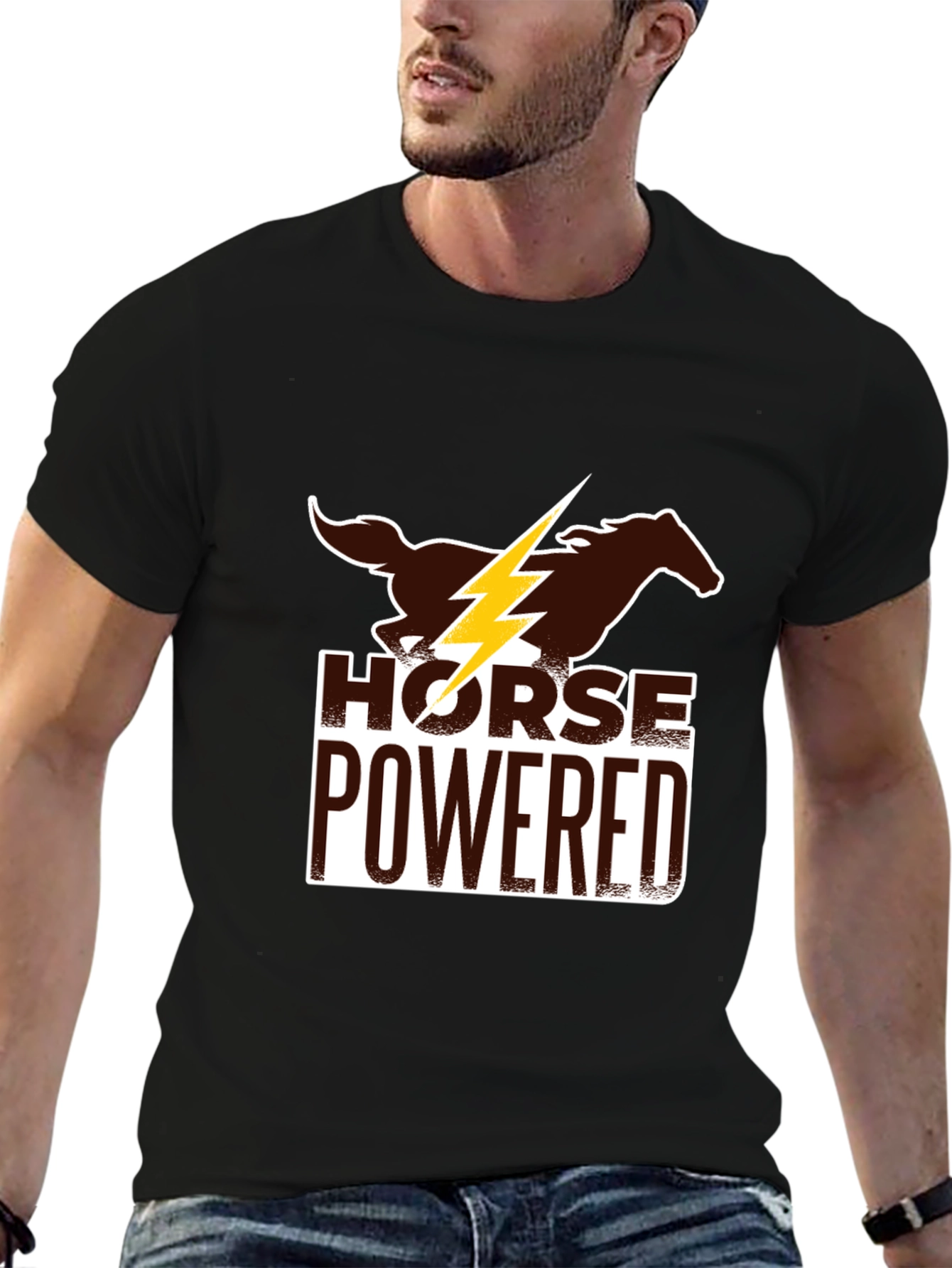Horse Powered Graphic Tee - Black Cotton Blend