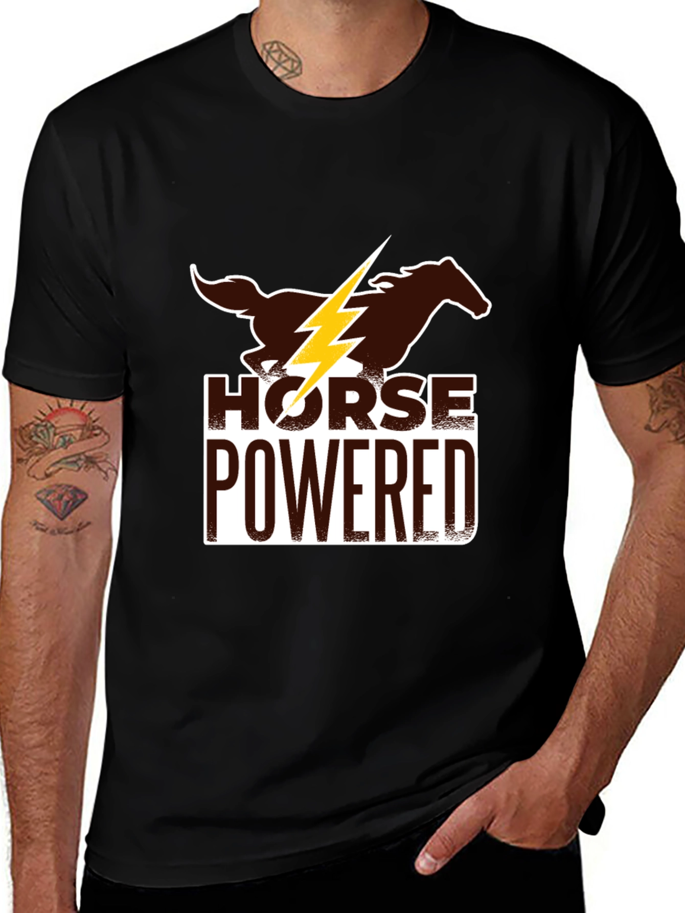 Horse Powered Graphic Tee - Black Cotton Blend