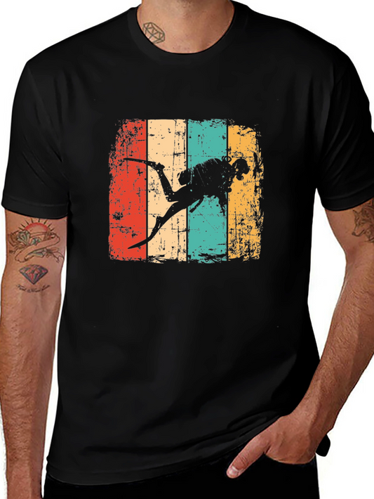 Vintage Scuba Diver Retro Style Black T-Shirt