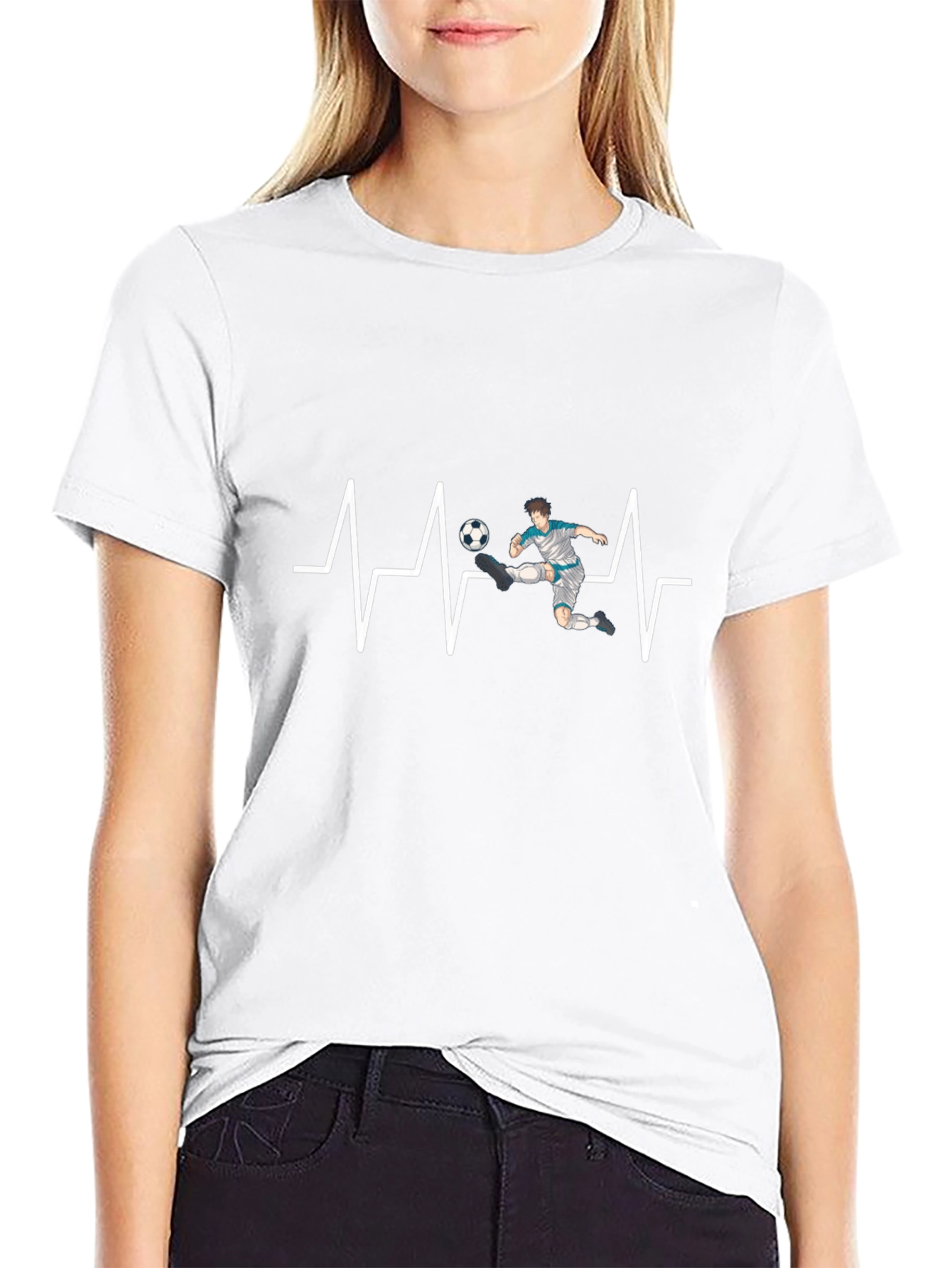 Soccer Heartbeat T-Shirt - Black
