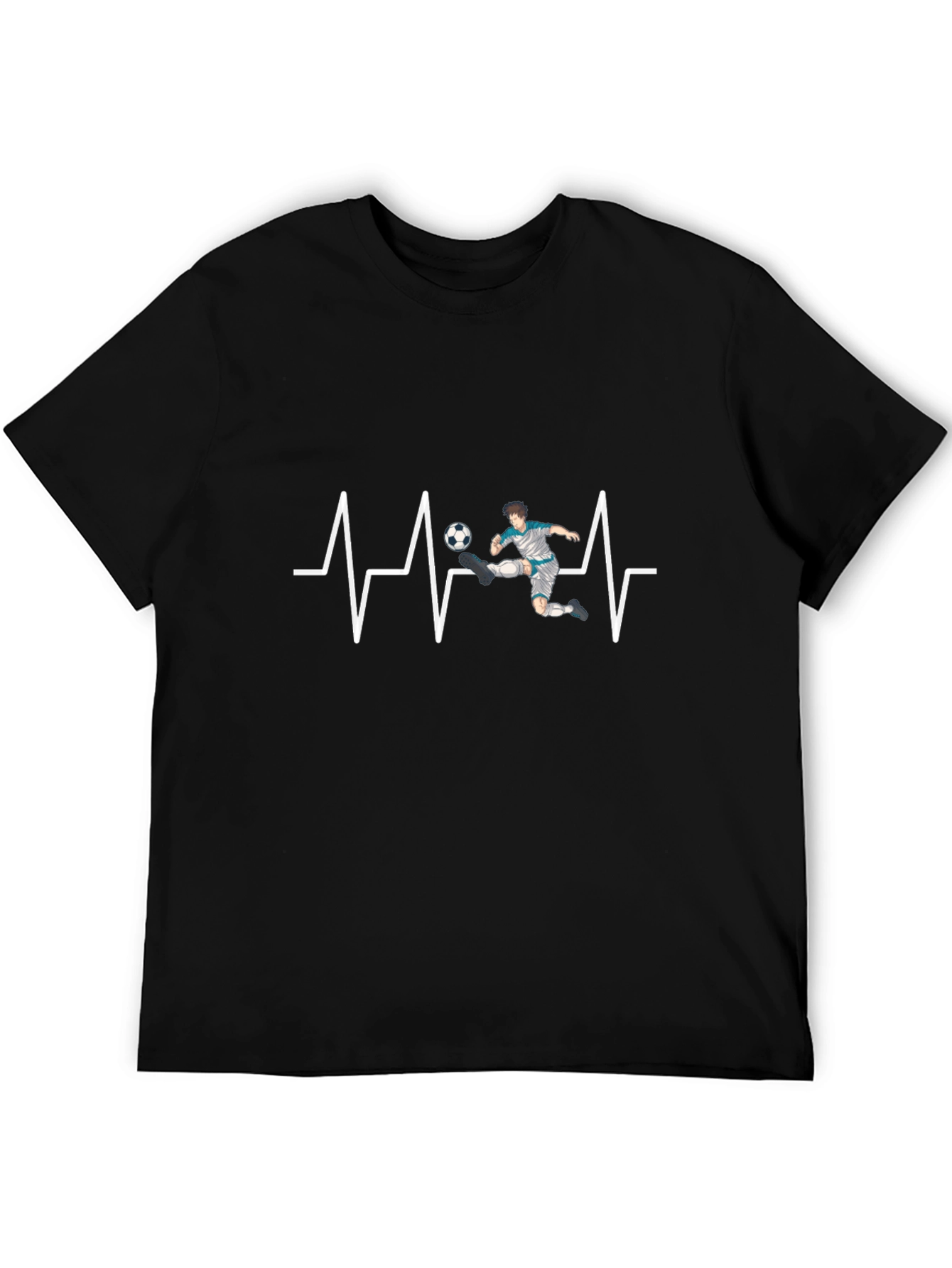 Soccer Heartbeat T-Shirt - Black