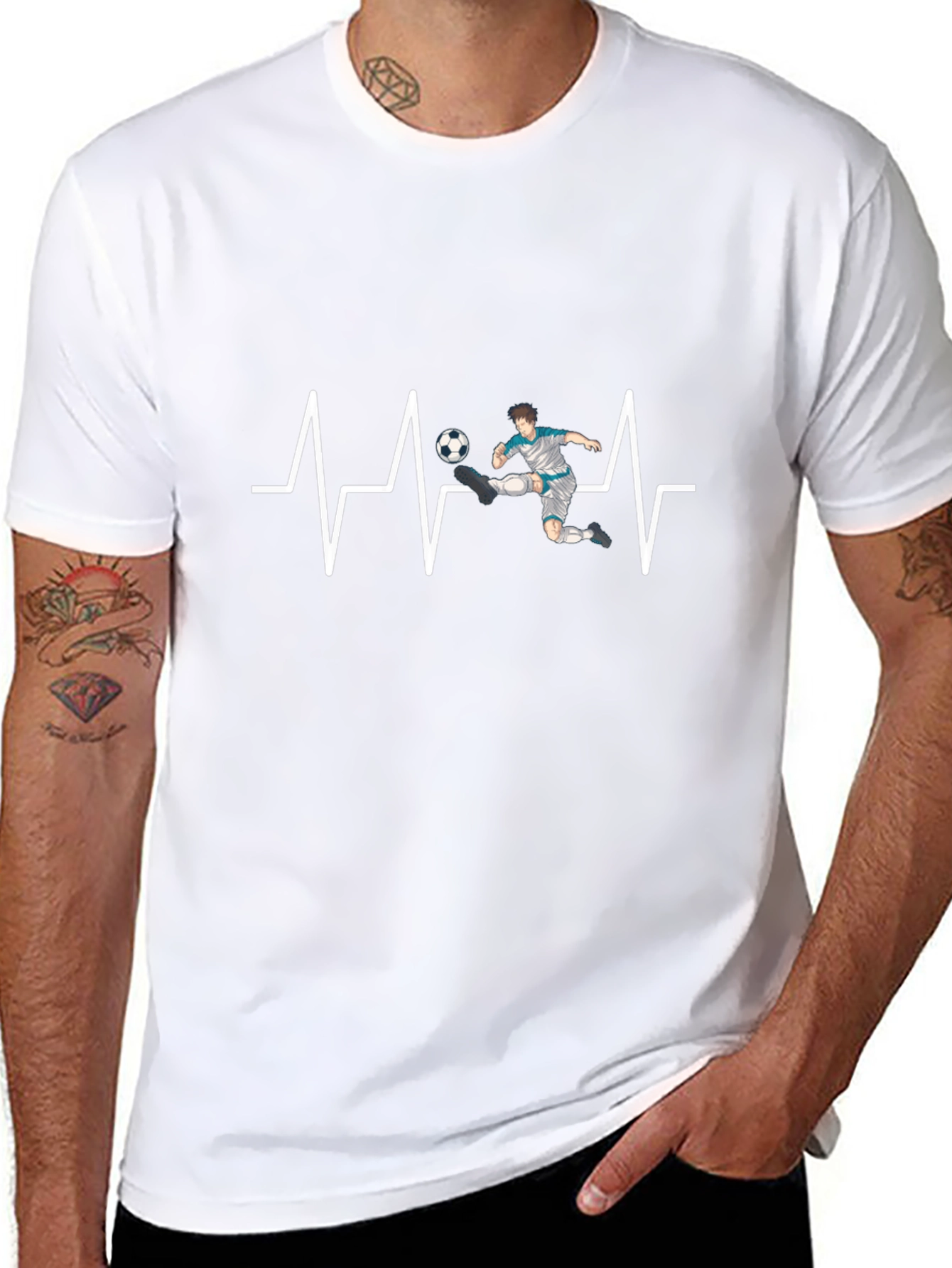 Soccer Heartbeat T-Shirt - Black
