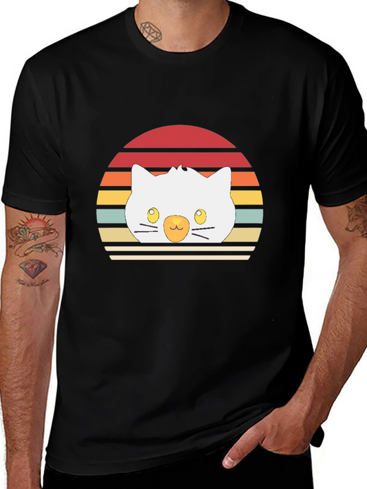 Retro Sunset Cat T-Shirt - Cool Graphic Tee