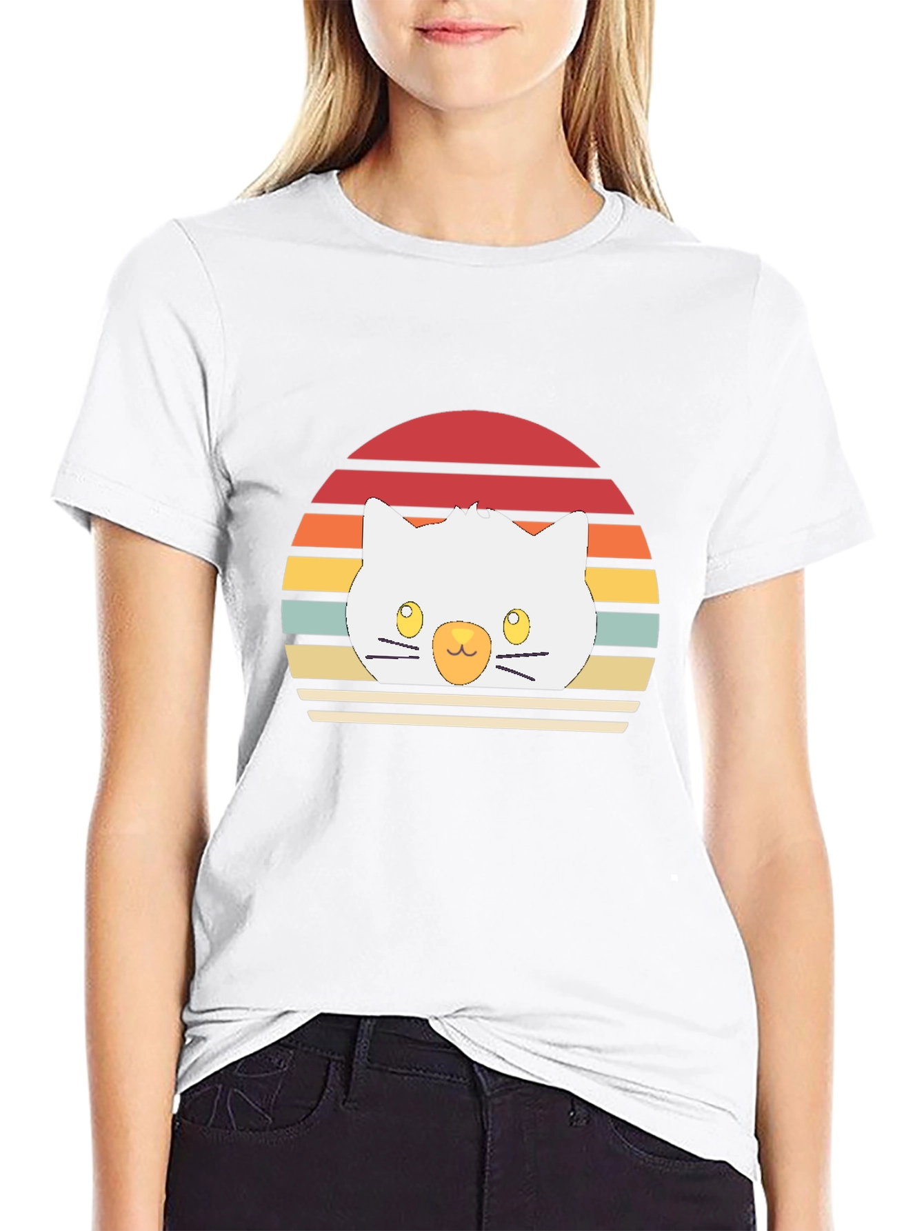 Retro Sunset Cat T-Shirt - Cool Graphic Tee