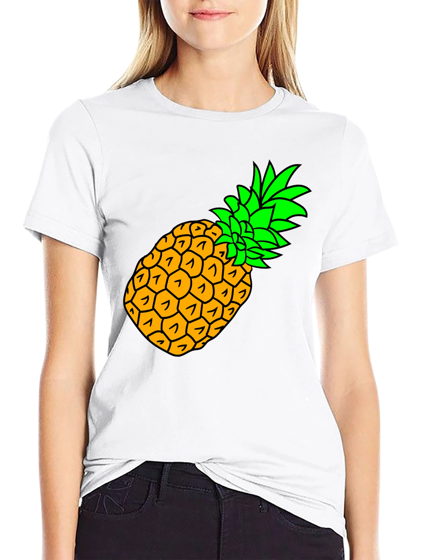 Pineapple Graphic Black T-Shirt - Tropical Fruit Tee