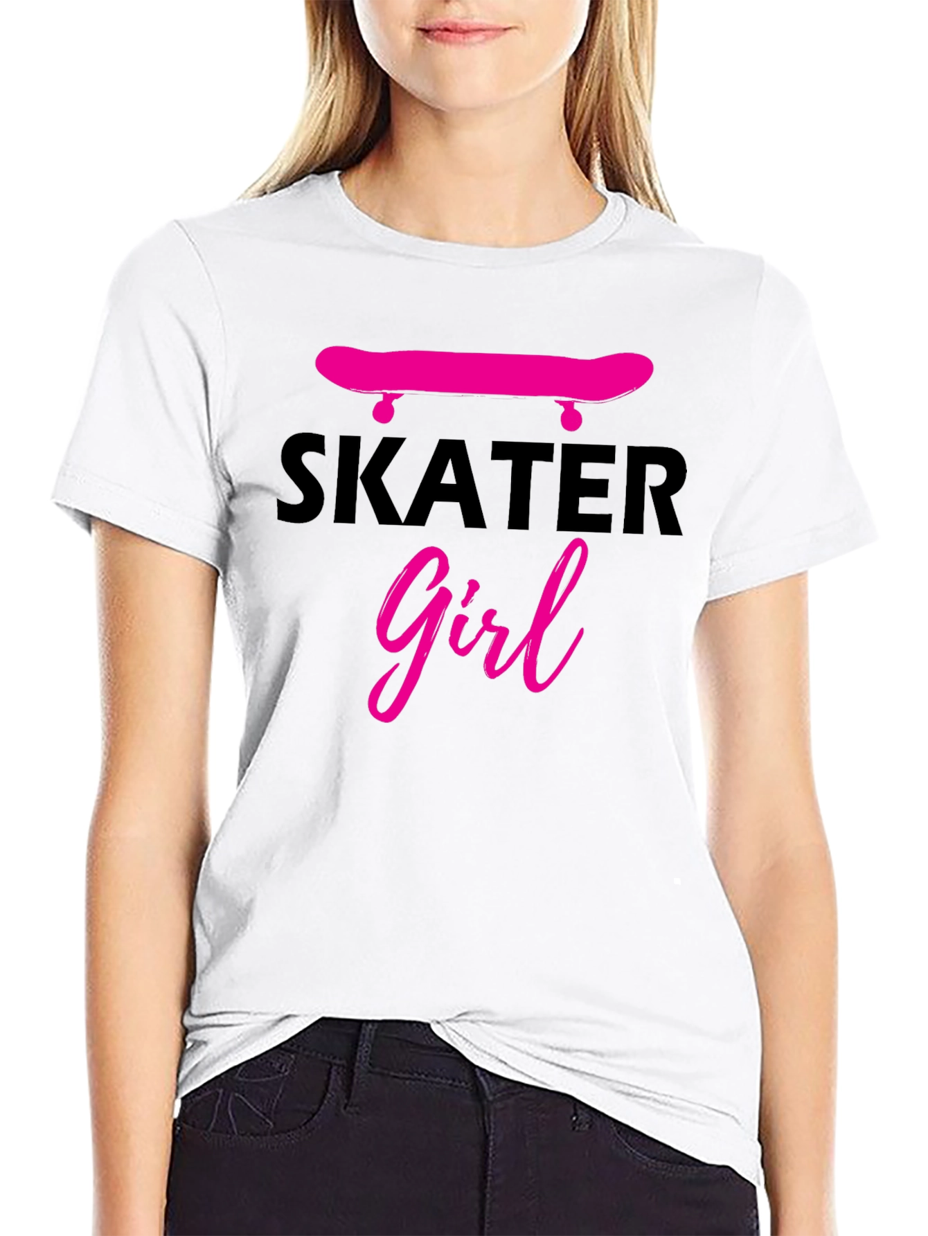 Skater Girl Graphic Tee - Black
