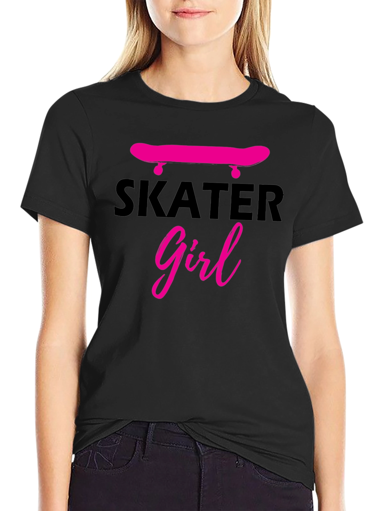 Skater Girl Graphic Tee - Black