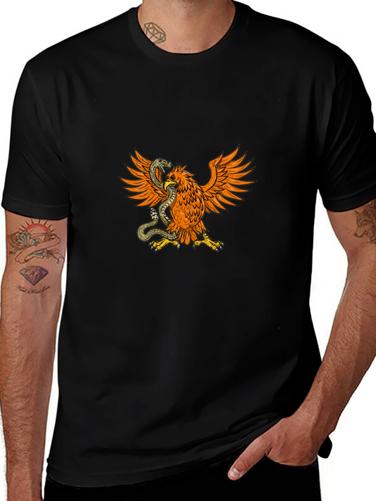 Black T-Shirt with Eagle & Snake Graphic