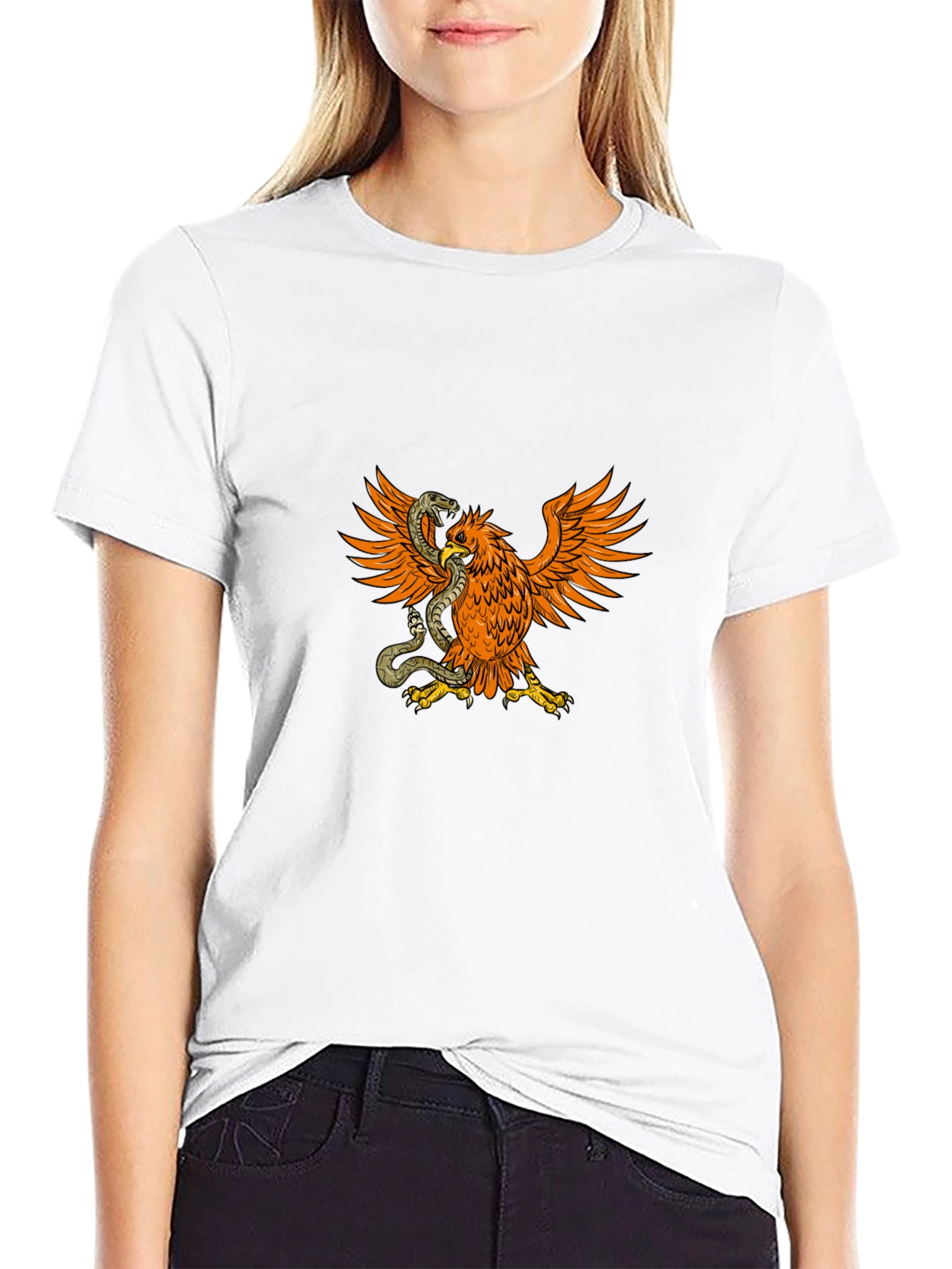 Black T-Shirt with Eagle & Snake Graphic