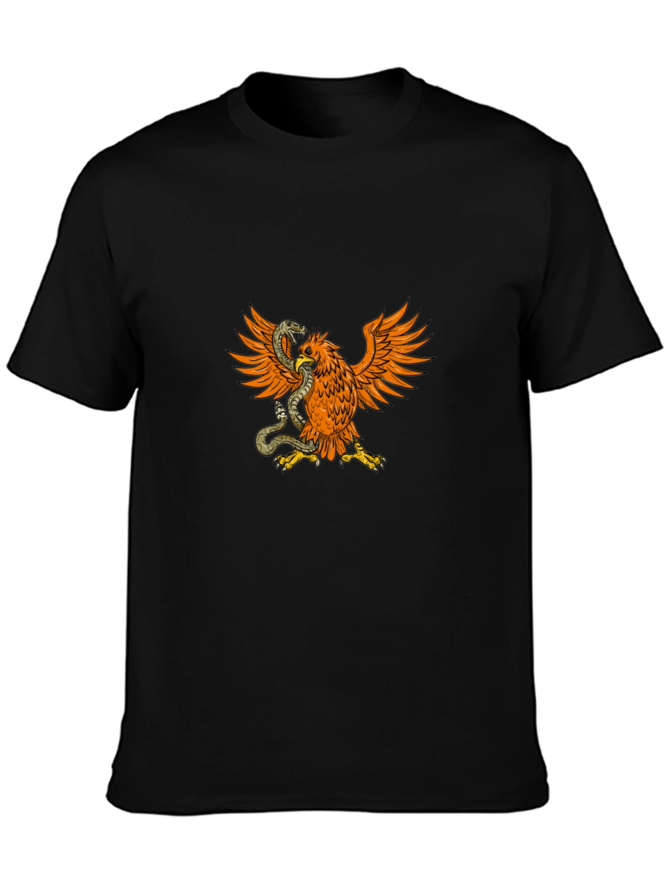 Black T-Shirt with Eagle & Snake Graphic