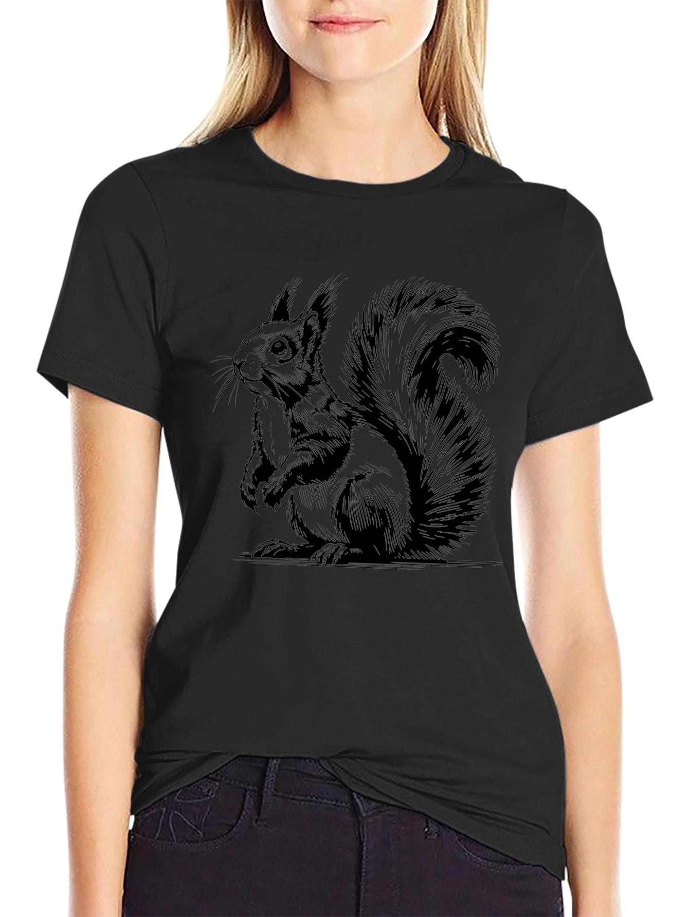 Squirrel Graphic T-Shirt - Unisex Black Tee