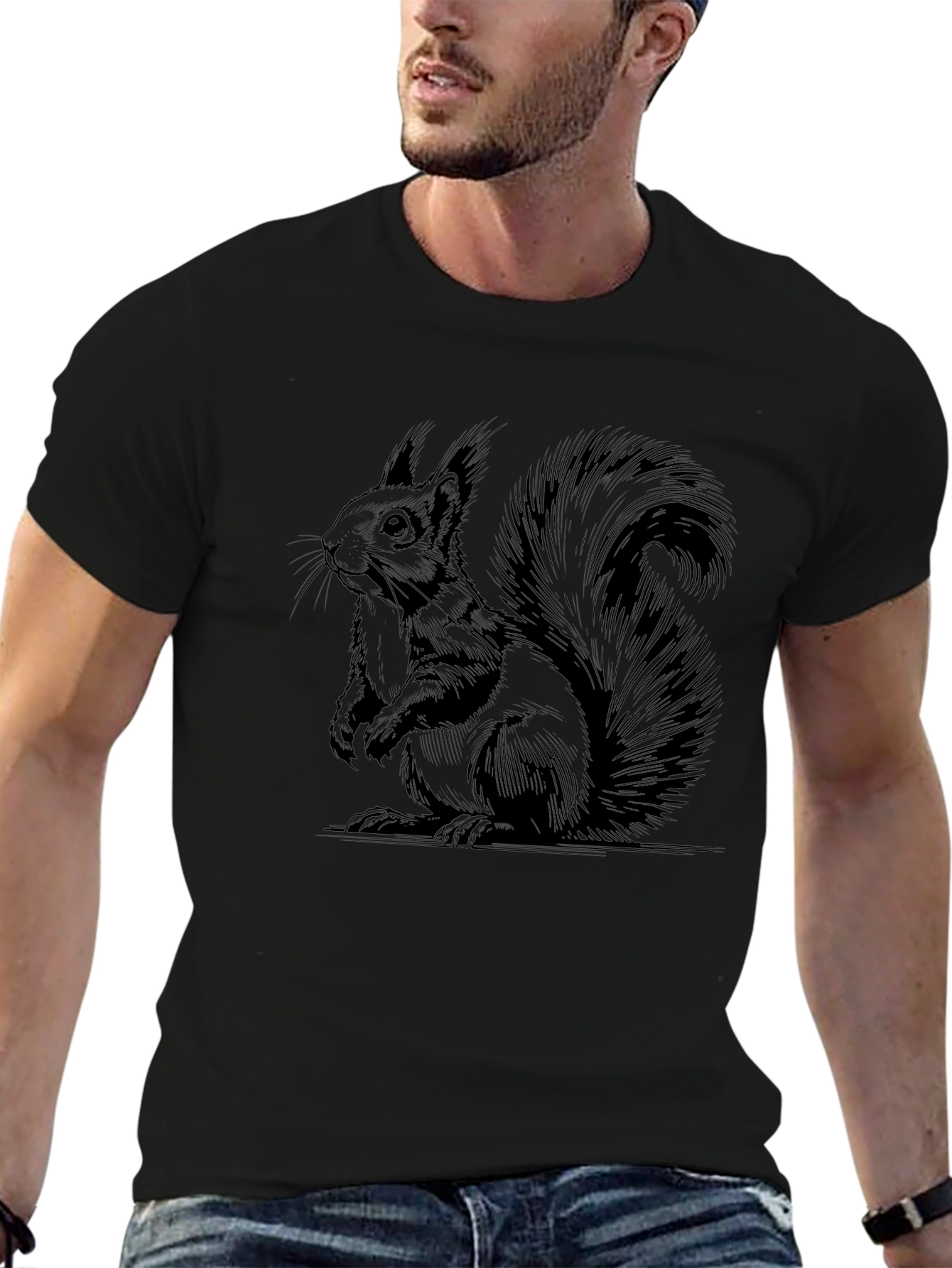 Squirrel Graphic T-Shirt - Unisex Black Tee