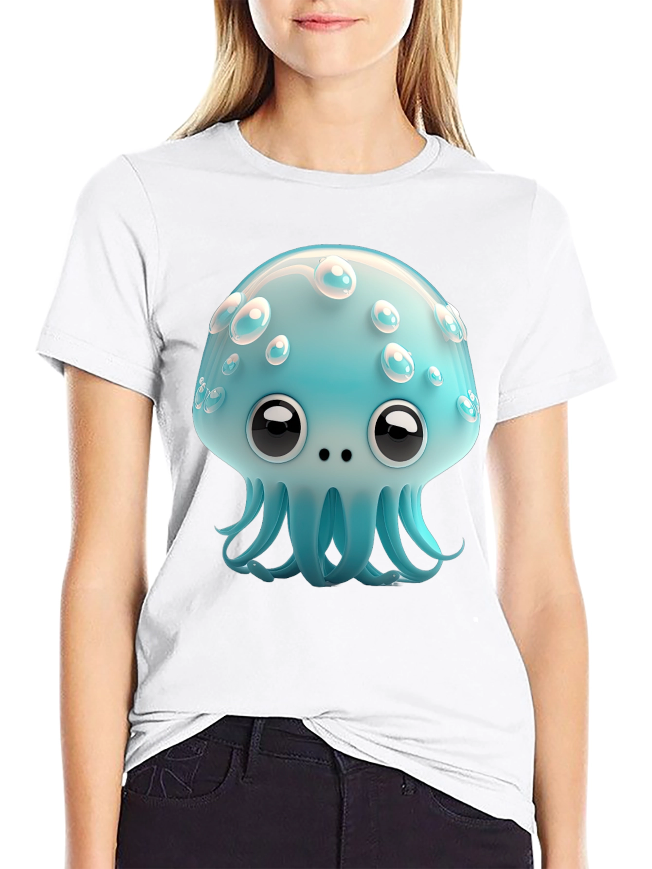 Cute Cartoon Jellyfish Graphic Tee