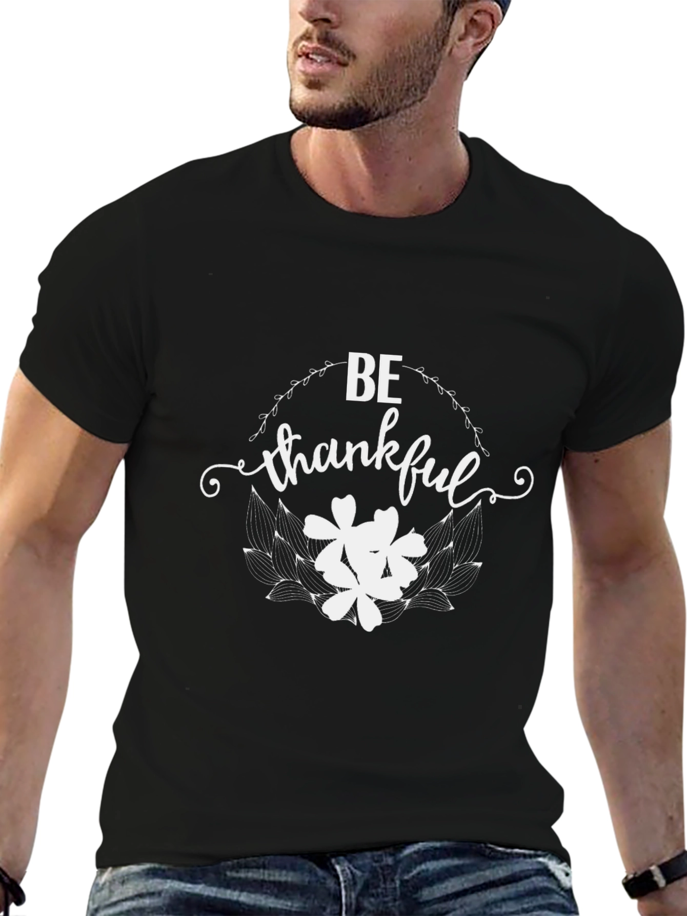 Be Thankful Black Graphic Tee