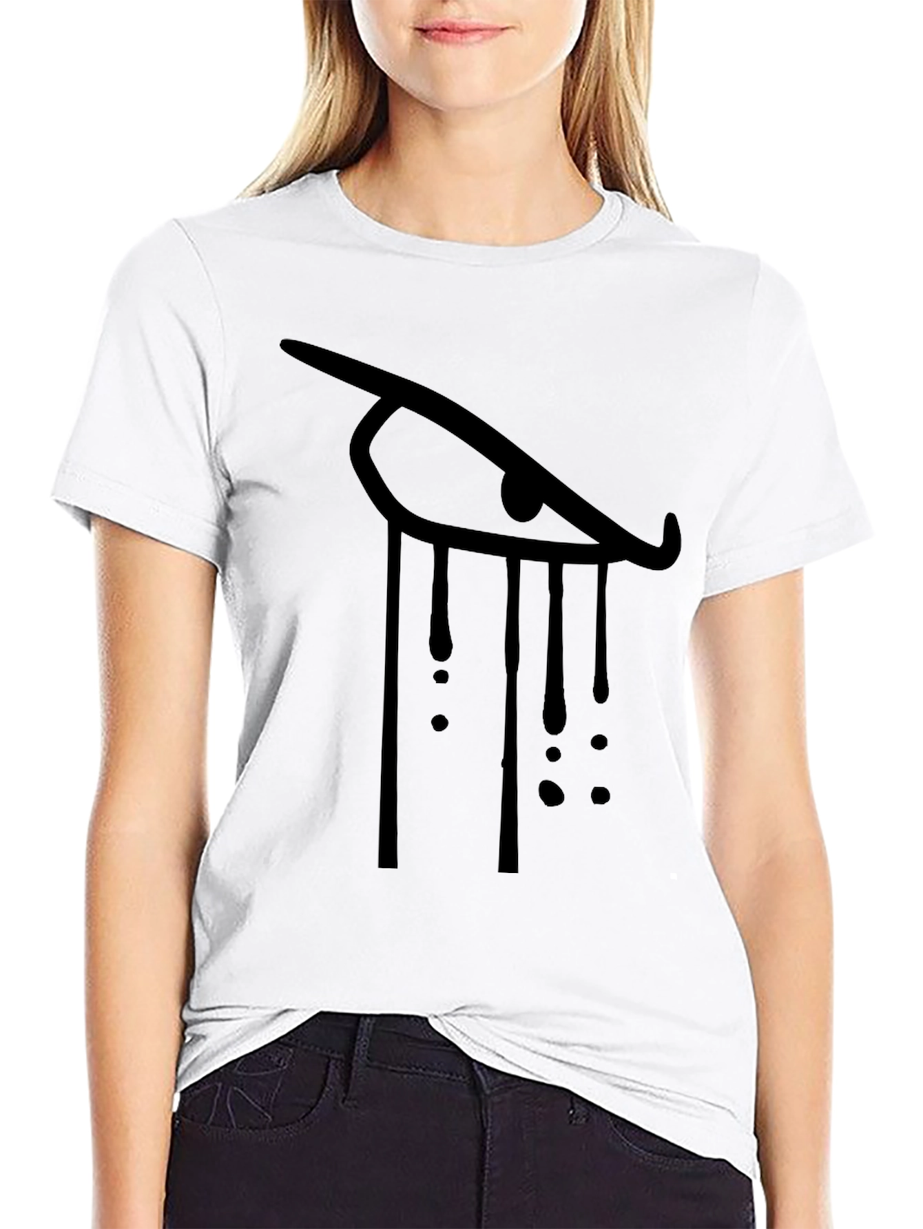 Teary Eye Graphic Black T-Shirt