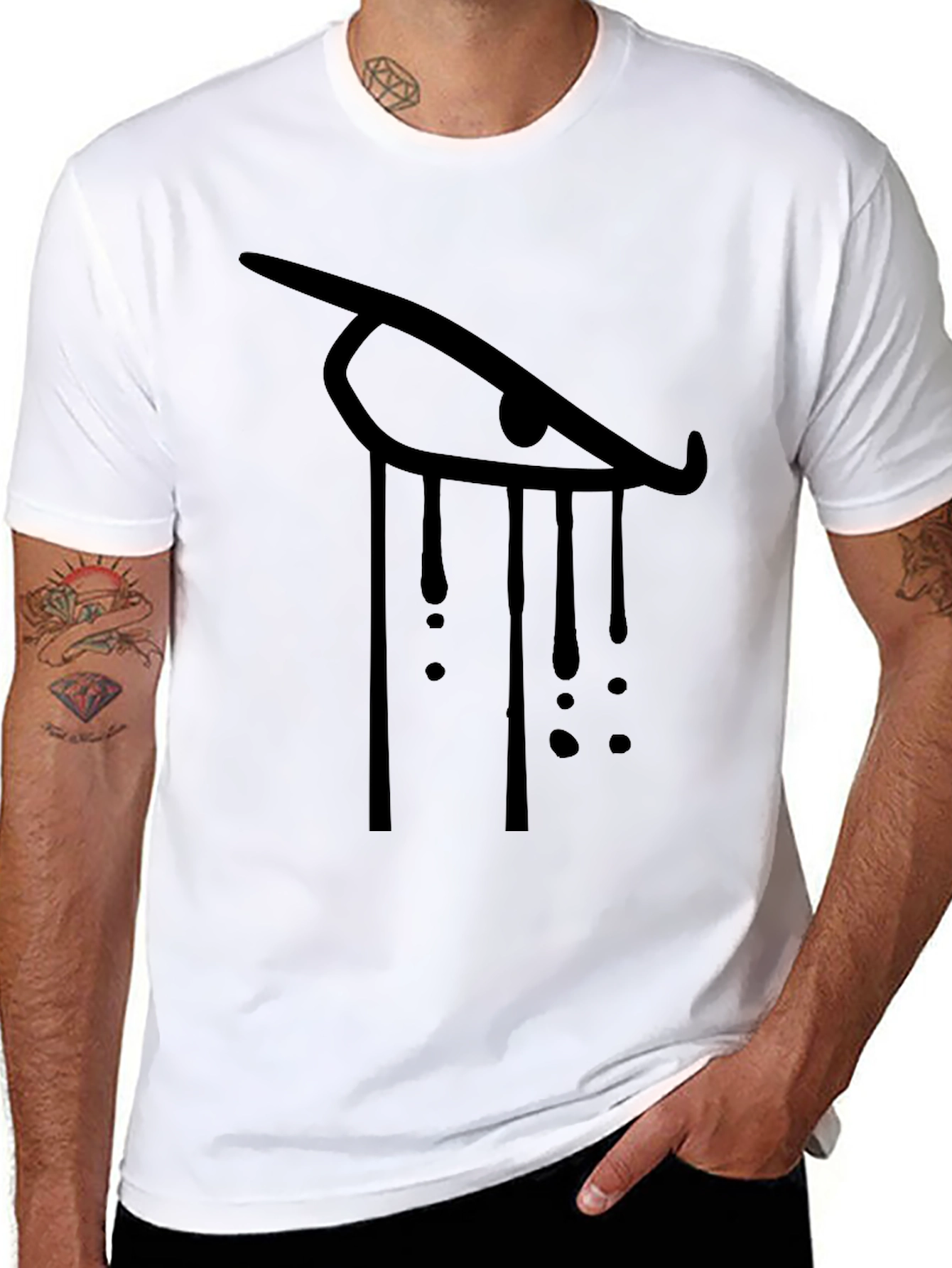 Teary Eye Graphic Black T-Shirt
